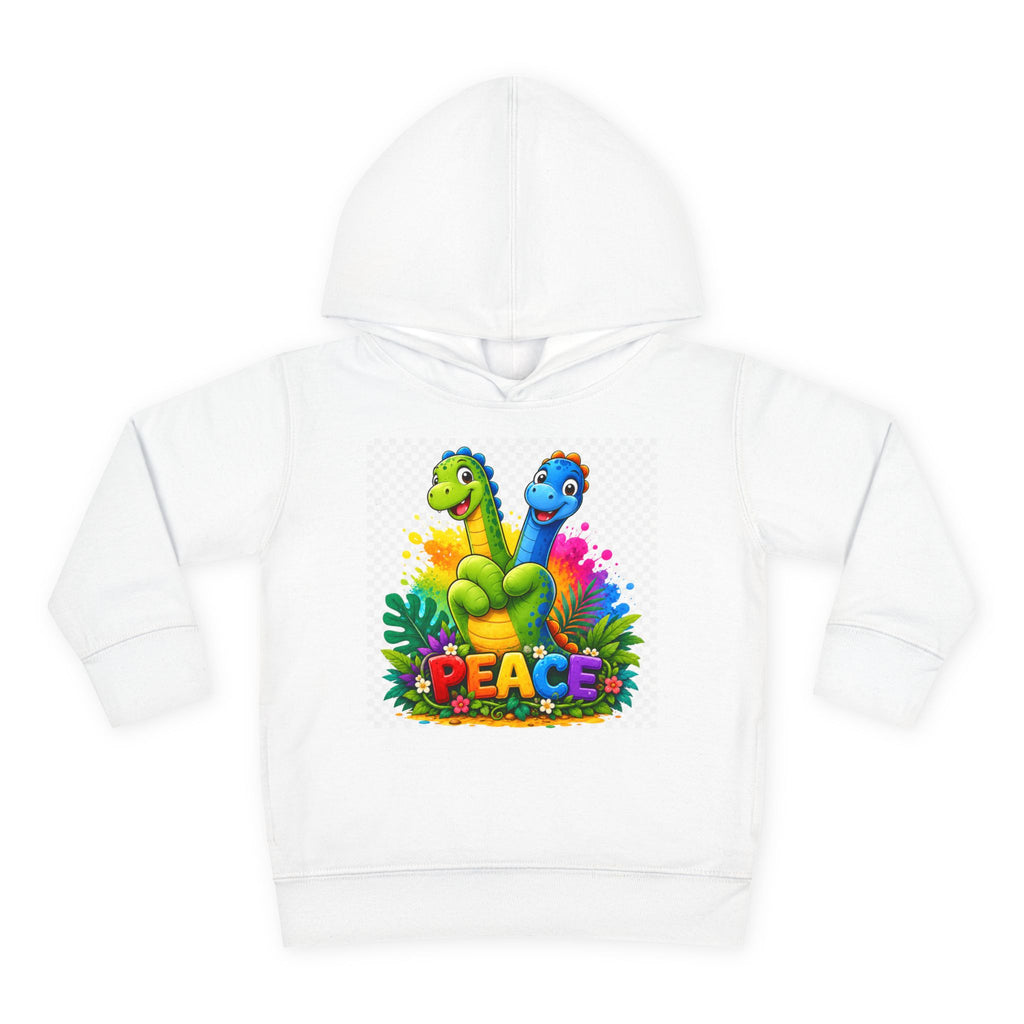 Toddler Hoodie — Colorful Peace Dinosaurs Graphic Pullover