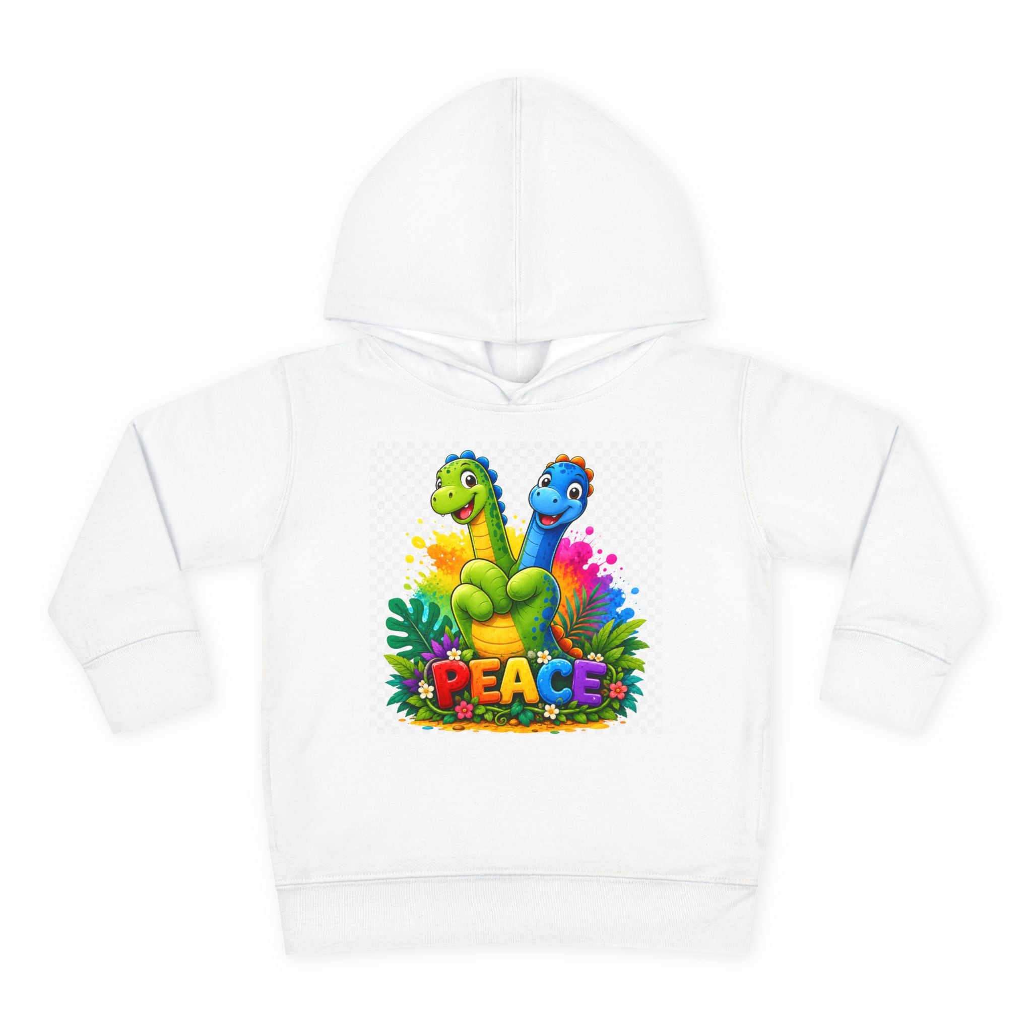 Toddler Hoodie — Colorful Peace Dinosaurs Graphic Pullover