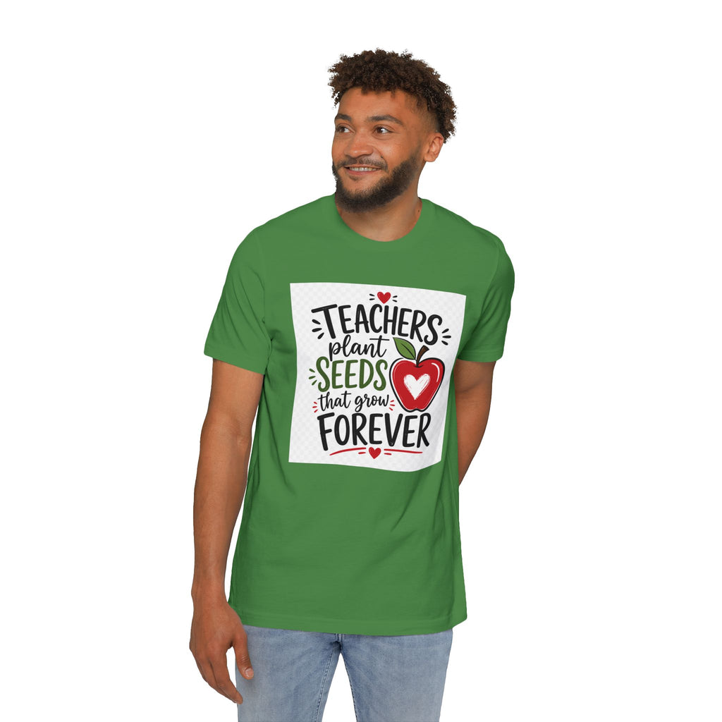 Teacher Appreciation T-Shirt – "Teachers Plant Seeds That Grow Forever" Apple Design