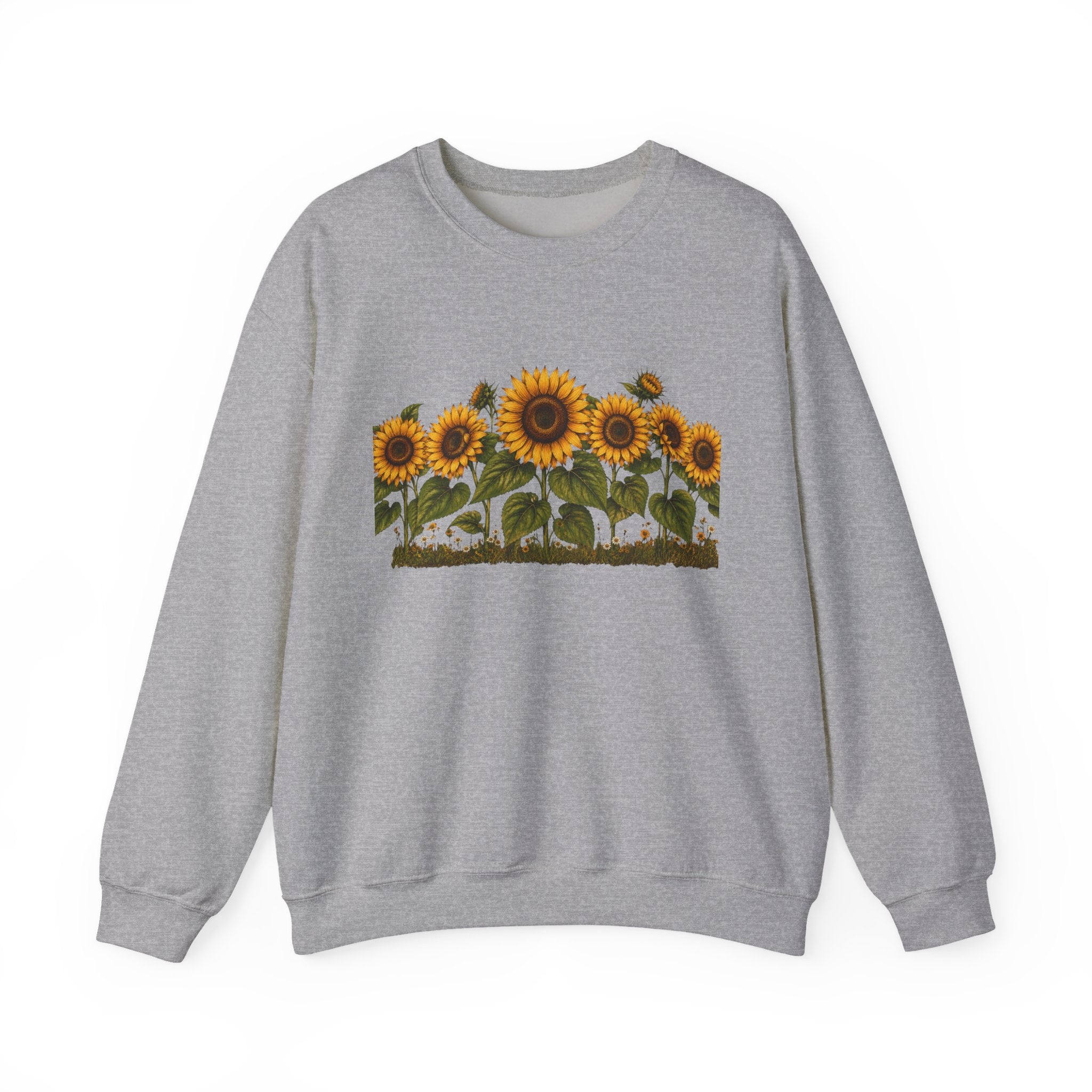 Sunflower Field Crewneck Sweatshirt — Vintage Botanical Floral Pullover