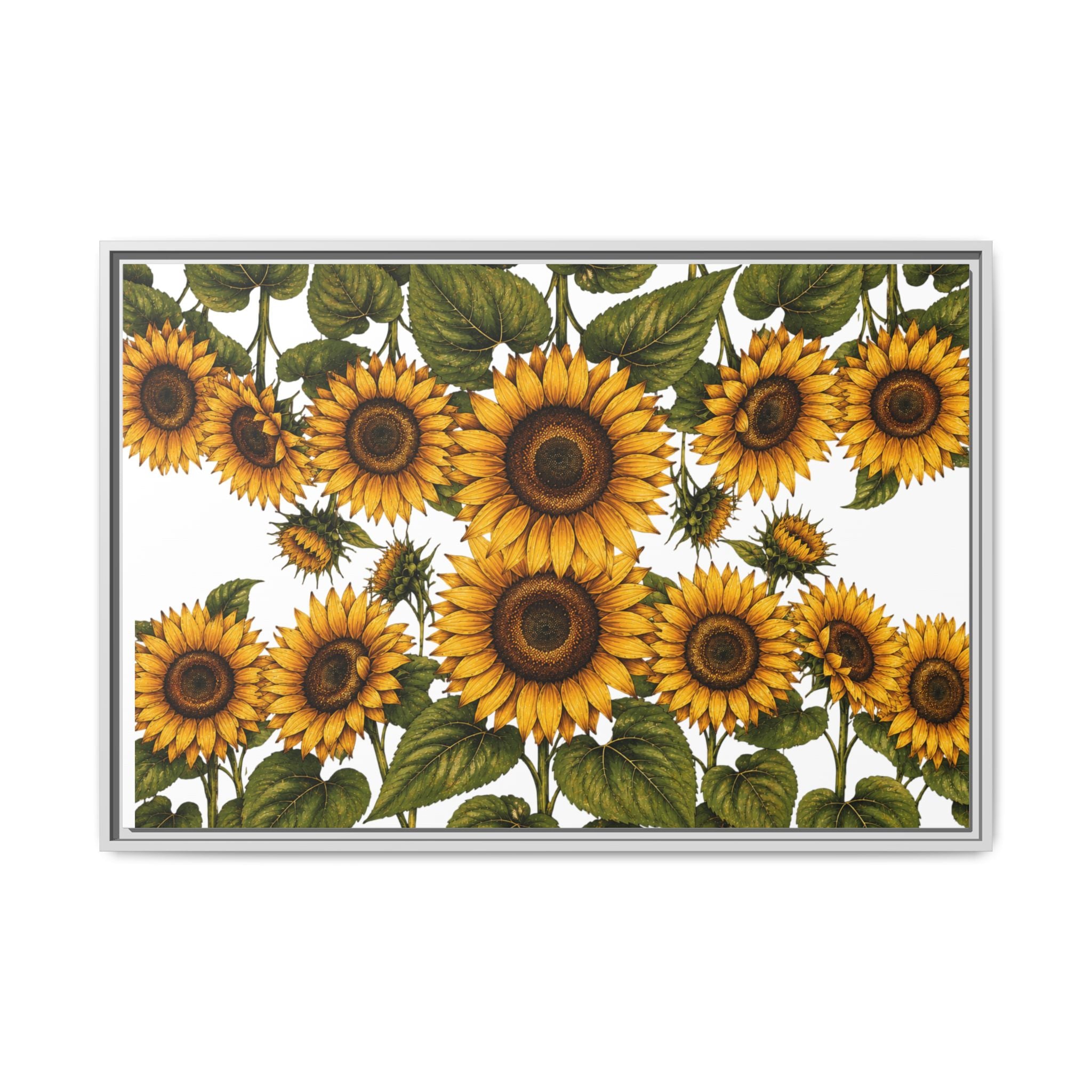 Framed Sunflower Canvas Print — Matte Floral Wall Art
