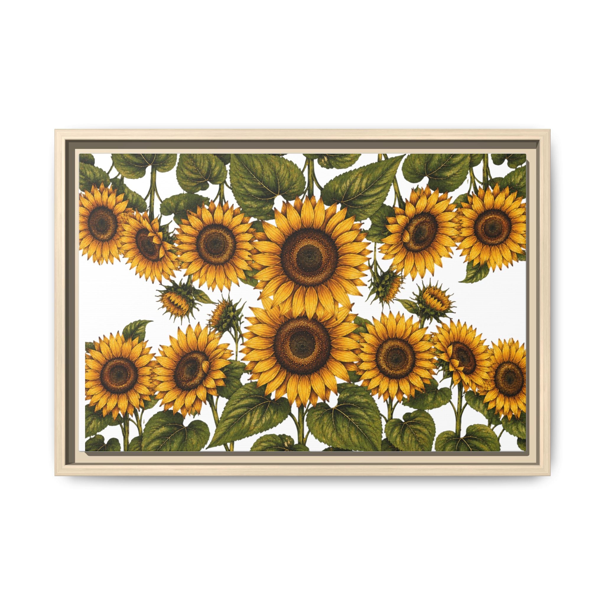 Framed Sunflower Canvas Print — Matte Floral Wall Art