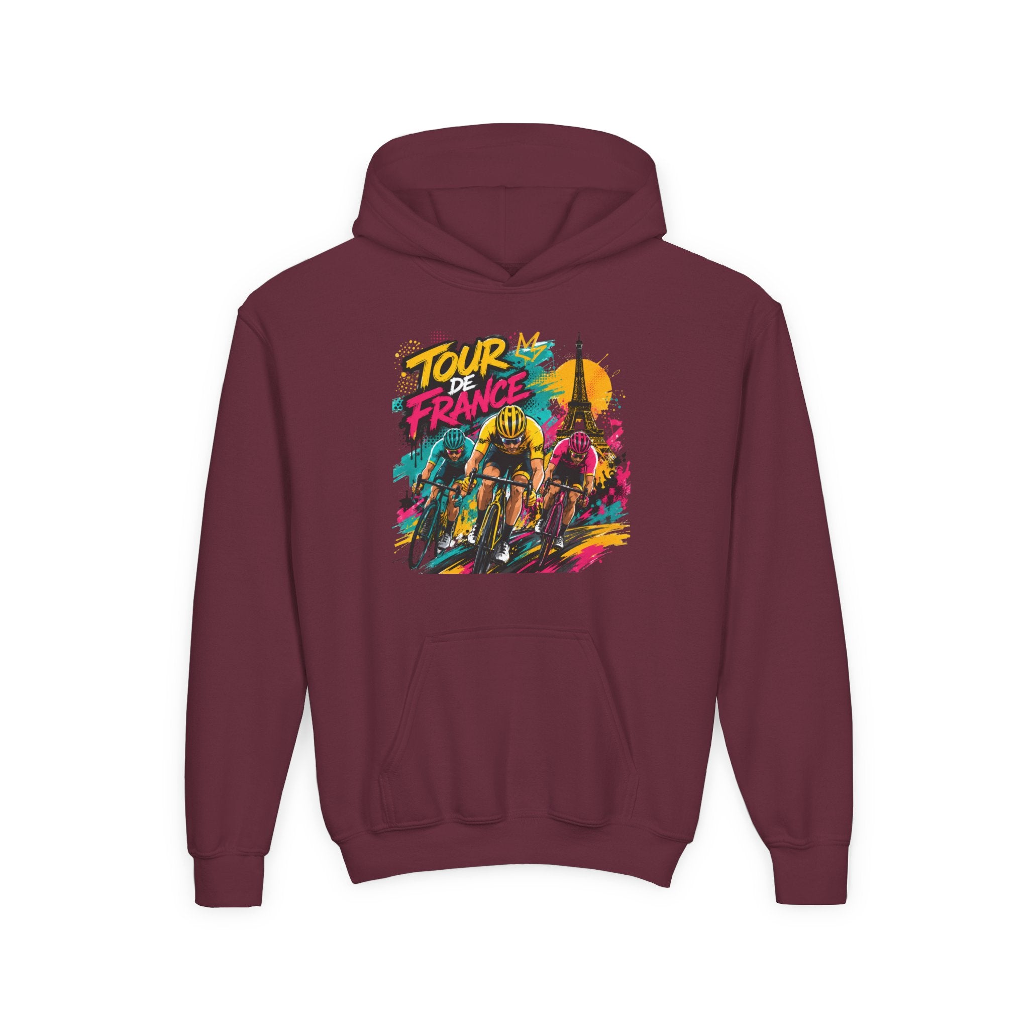 Tour de France Youth Hoodie — Colorful Cycling Graphic Sweatshirt