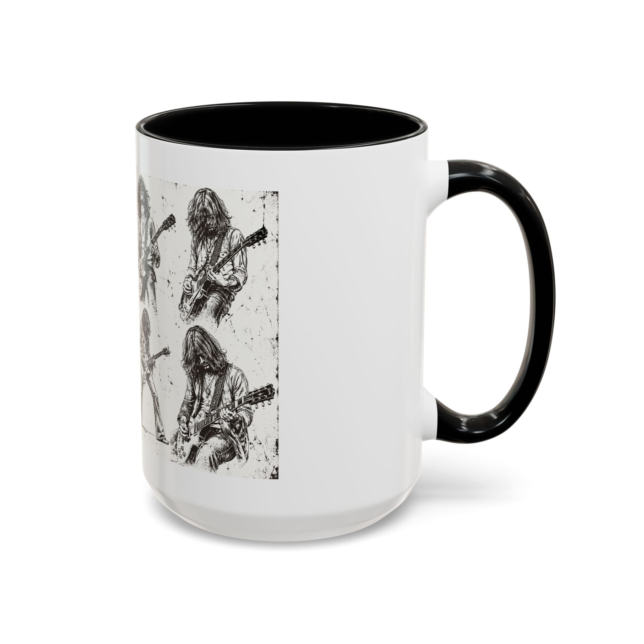 Rock Guitarist Sketch Accent Coffee Mug — Vintage Band Art 11/15oz