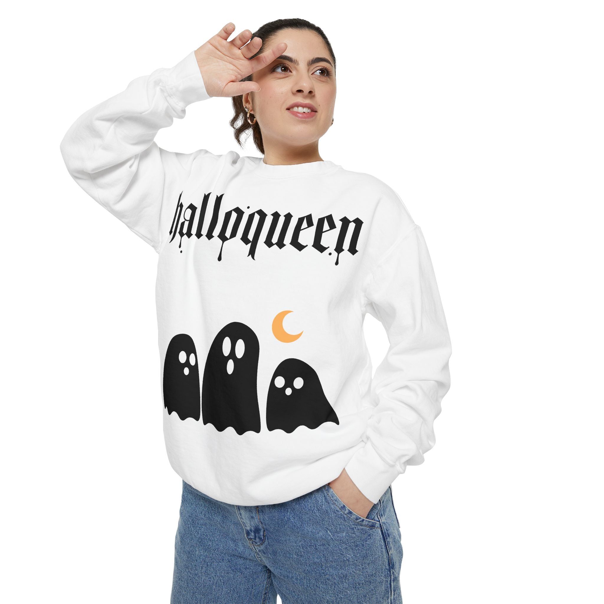 Halloween Sweatshirt — "halloqueen" Ghosts Pullover
