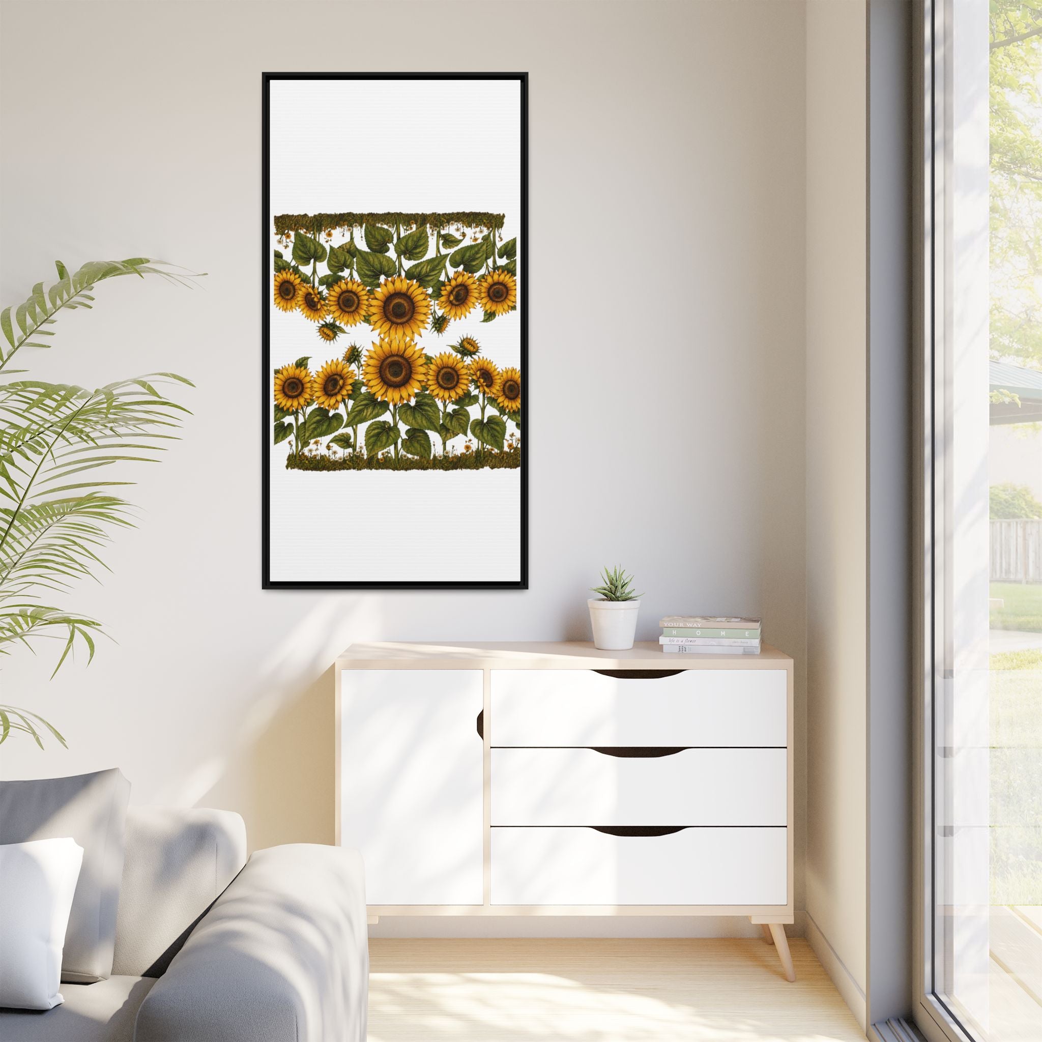Framed Sunflower Canvas Print — Matte Floral Wall Art