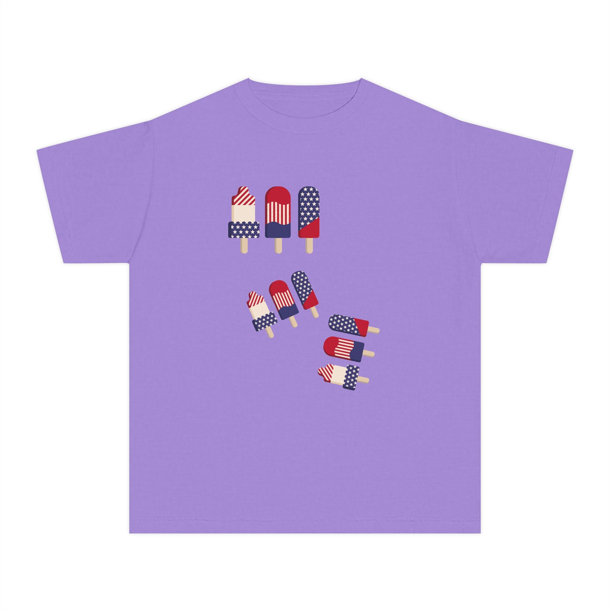Youth Ice Pop Tee — Patriotic American Flag Popsicle Kids T‑Shirt (Custom Name Option)
