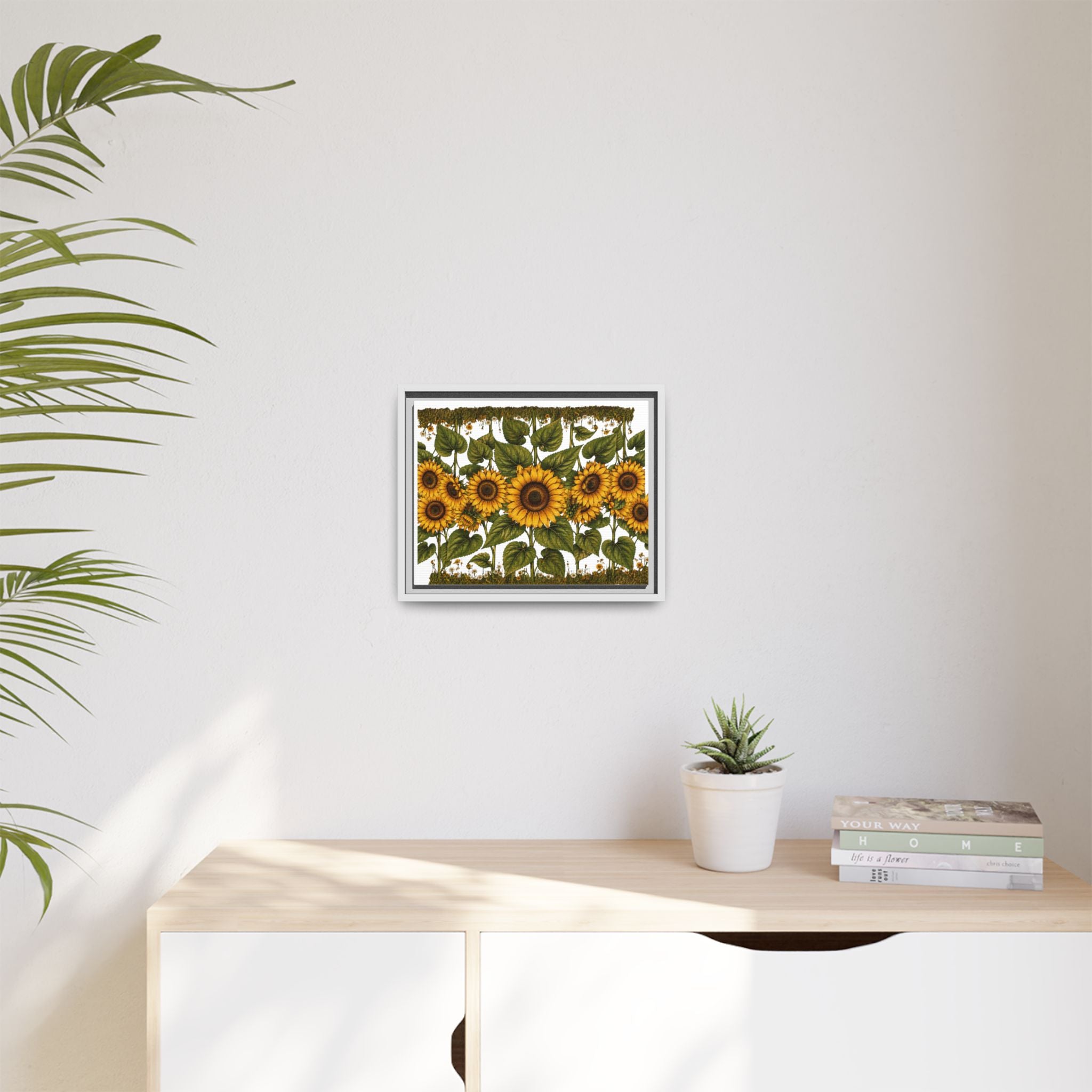 Framed Sunflower Canvas Print — Matte Floral Wall Art