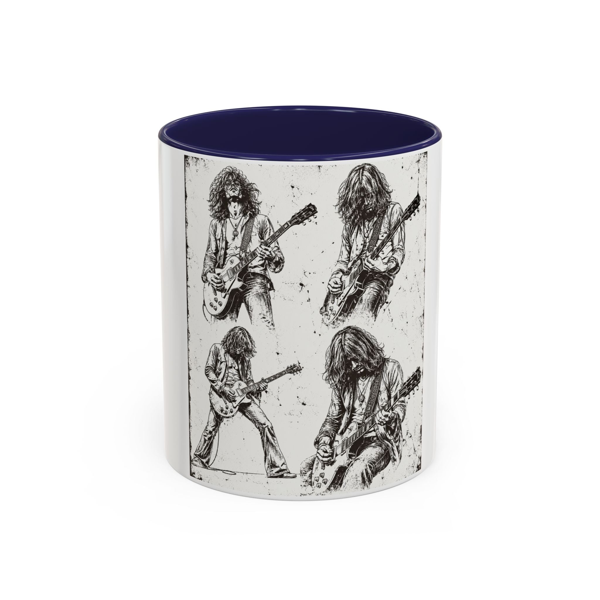 Rock Guitarist Sketch Accent Coffee Mug — Vintage Band Art 11/15oz