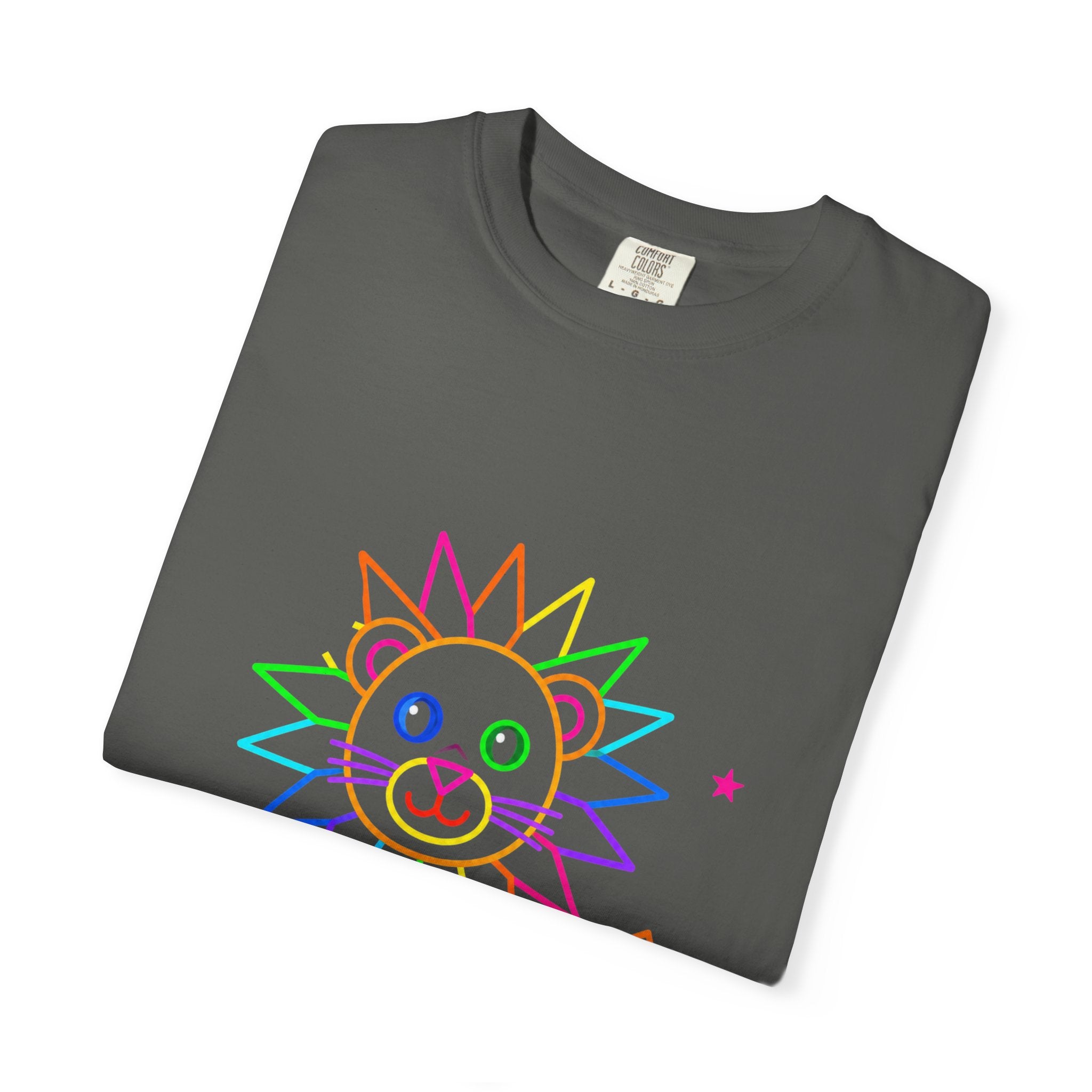 Rainbow Line Art Lion T-Shirt — Cute Kids Graphic Tee