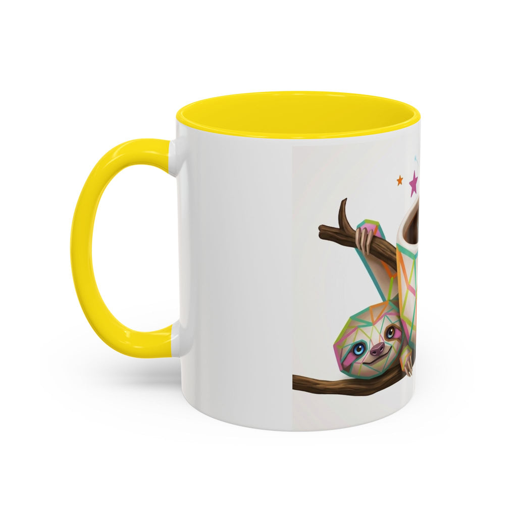 Be Kind Sloth Coffee Mug — Colorful Accent Ceramic Cup (11/15oz)