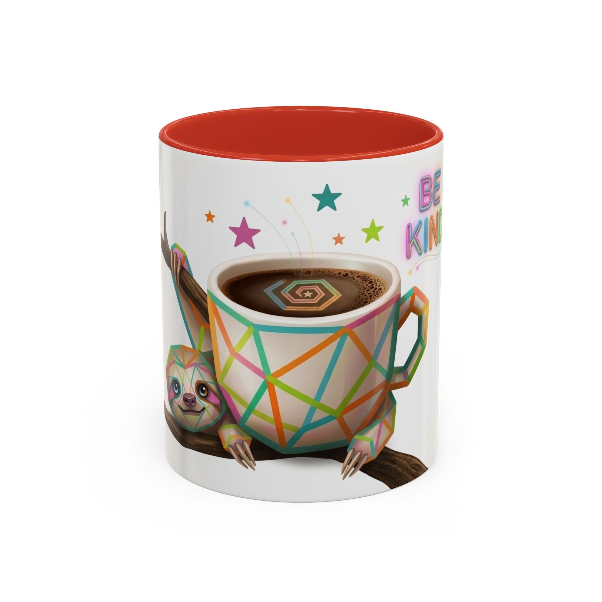 Be Kind Sloth Coffee Mug — Colorful Accent Ceramic Cup (11/15oz)