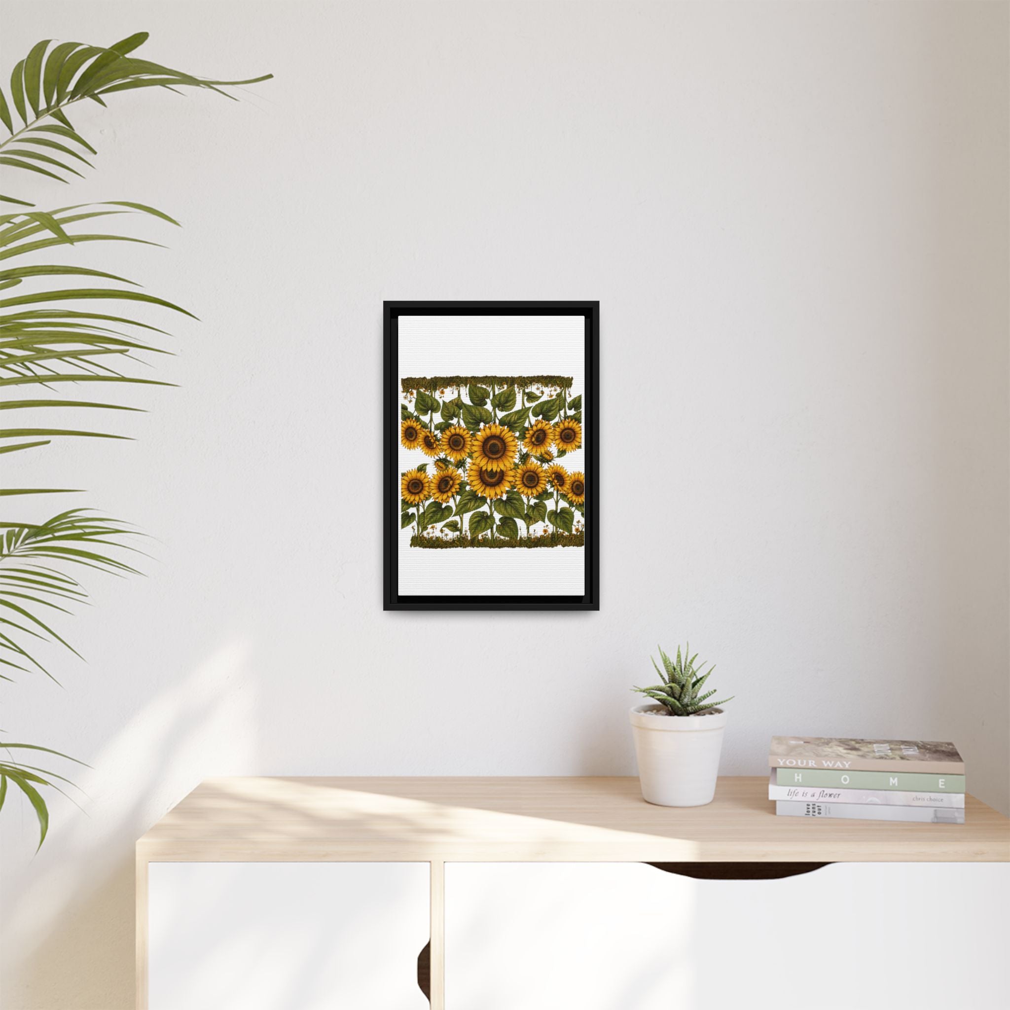 Framed Sunflower Canvas Print — Matte Floral Wall Art