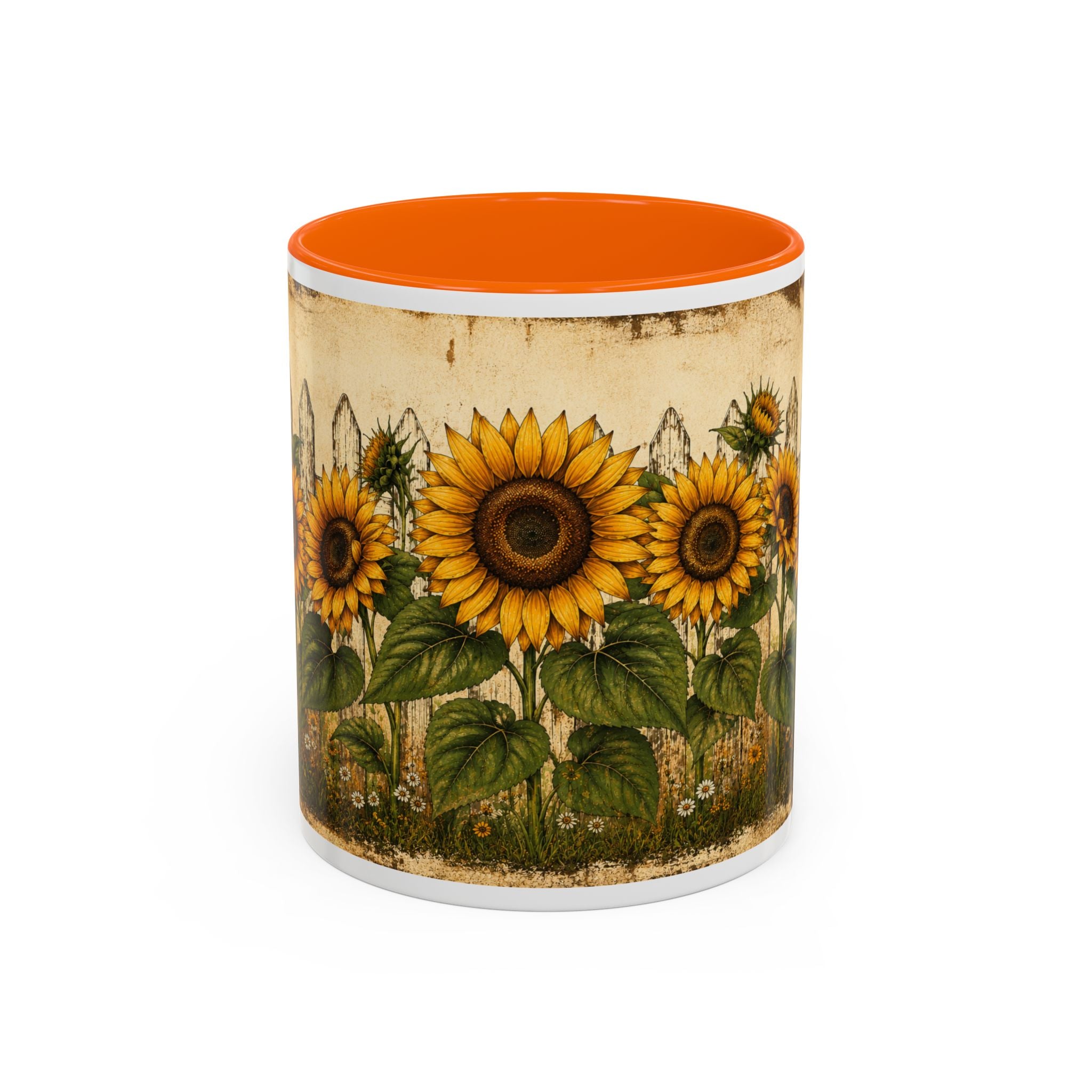 Sunflower Garden Coffee Mug — Vintage Farmhouse Floral Accent Mug