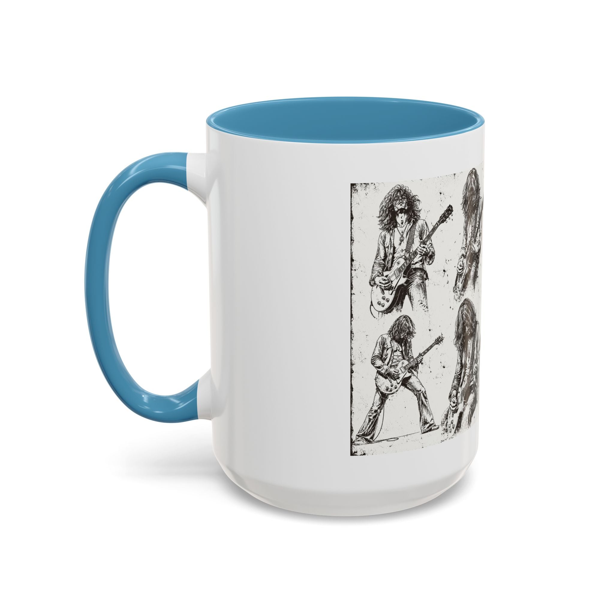 Rock Guitarist Sketch Accent Coffee Mug — Vintage Band Art 11/15oz