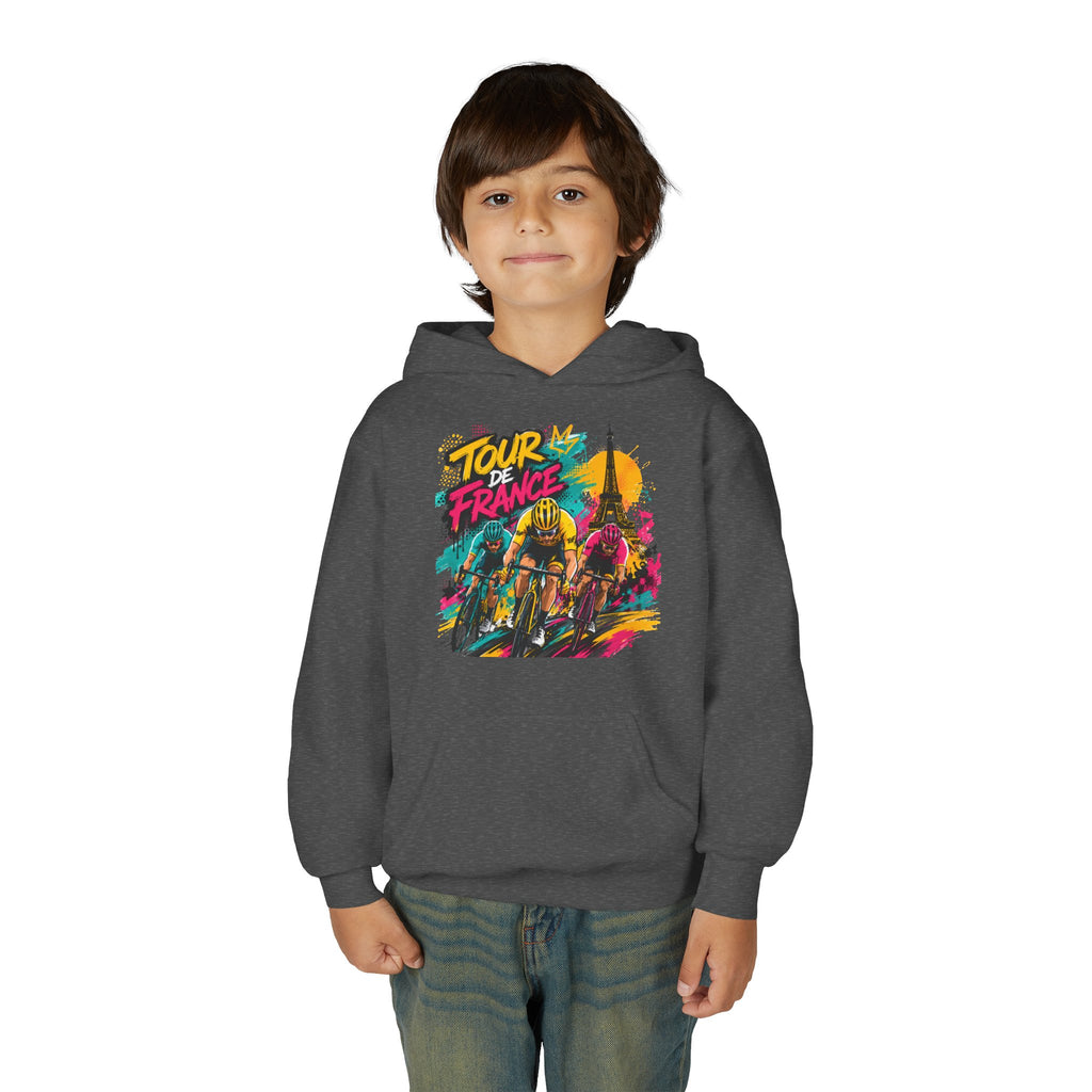 Tour de France Youth Hoodie — Colorful Cycling Graphic Sweatshirt