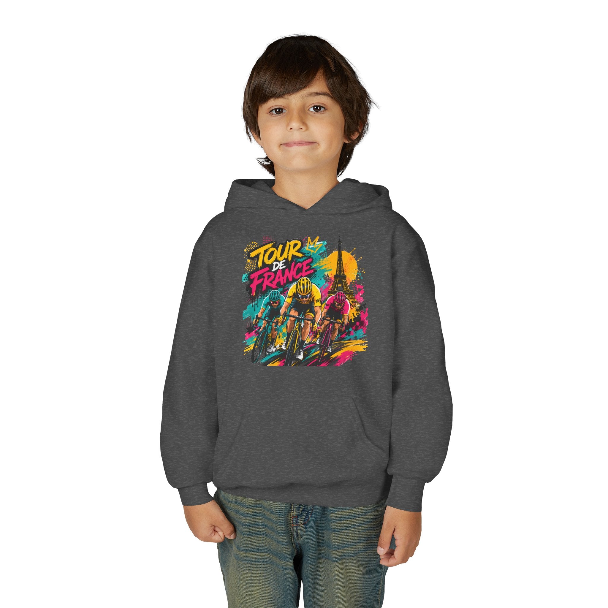 Tour de France Youth Hoodie — Colorful Cycling Graphic Sweatshirt