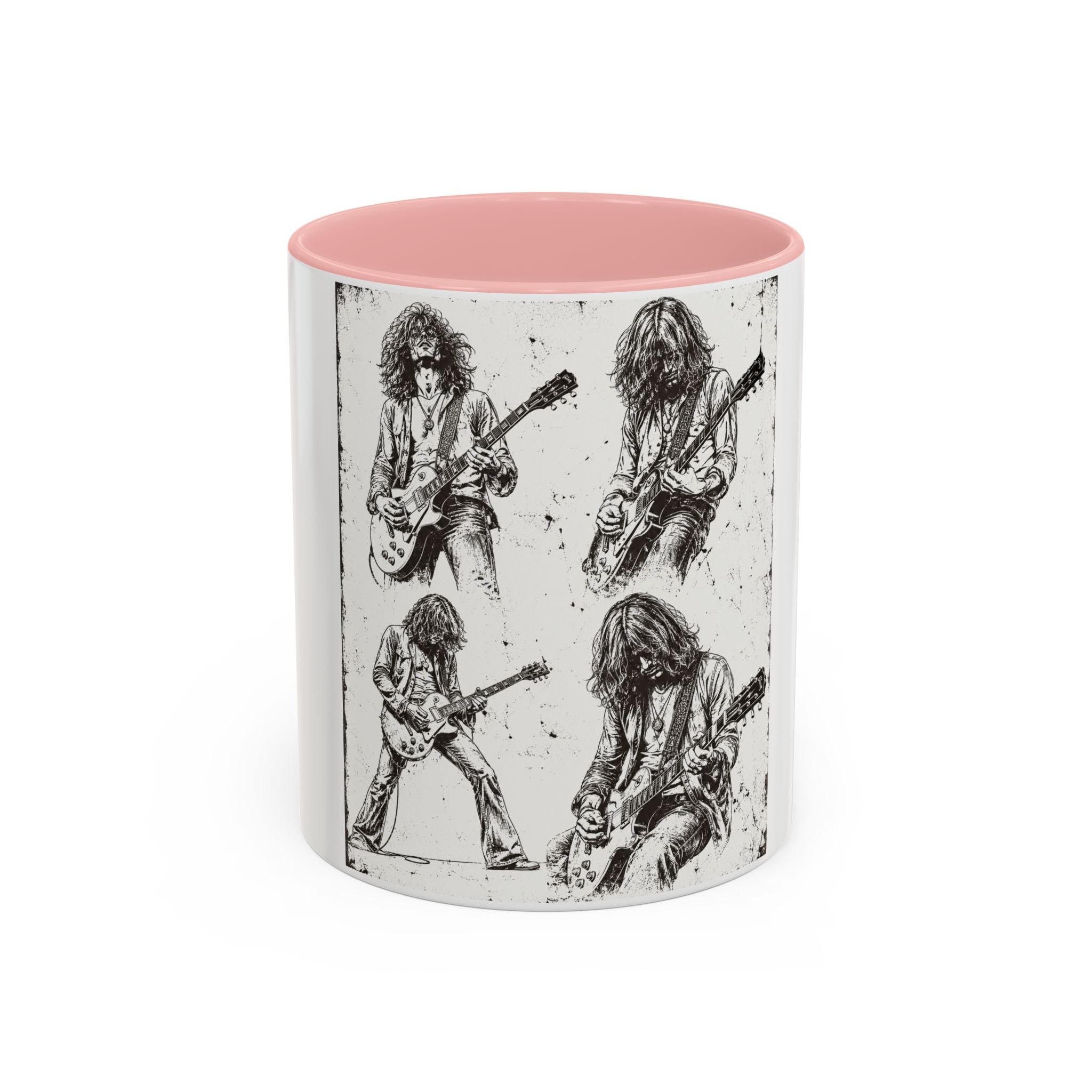 Rock Guitarist Sketch Accent Coffee Mug — Vintage Band Art 11/15oz
