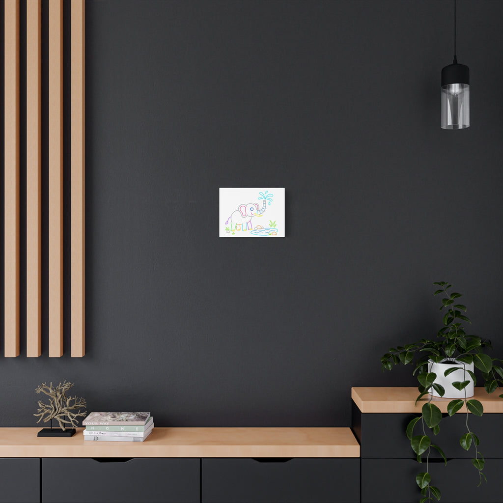 Cute Neon Elephant Canvas Print — Kids Nursery Wall Art