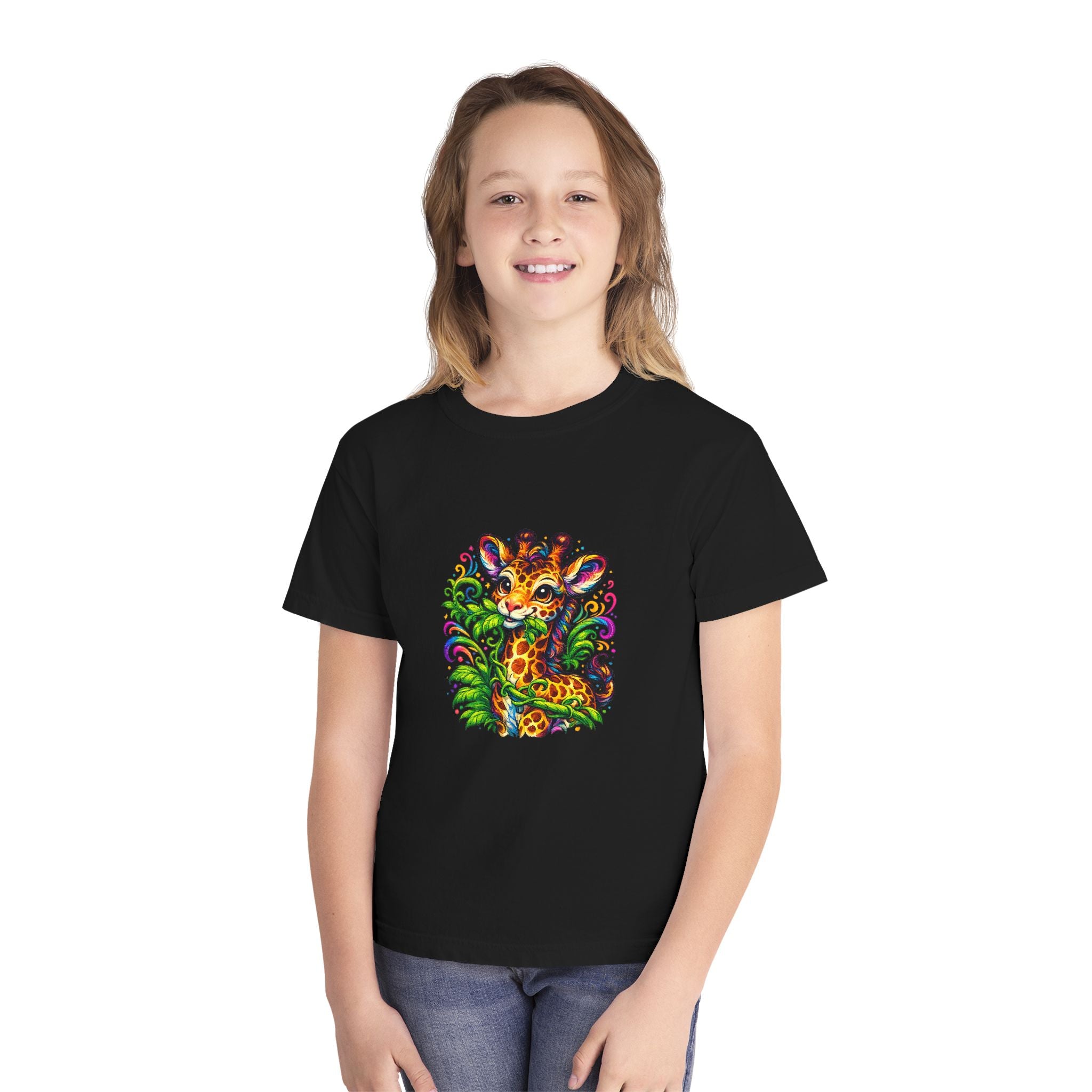Cute Colorful Giraffe Kids T-Shirt — Playful Jungle Animal Tee for Toddlers & Children