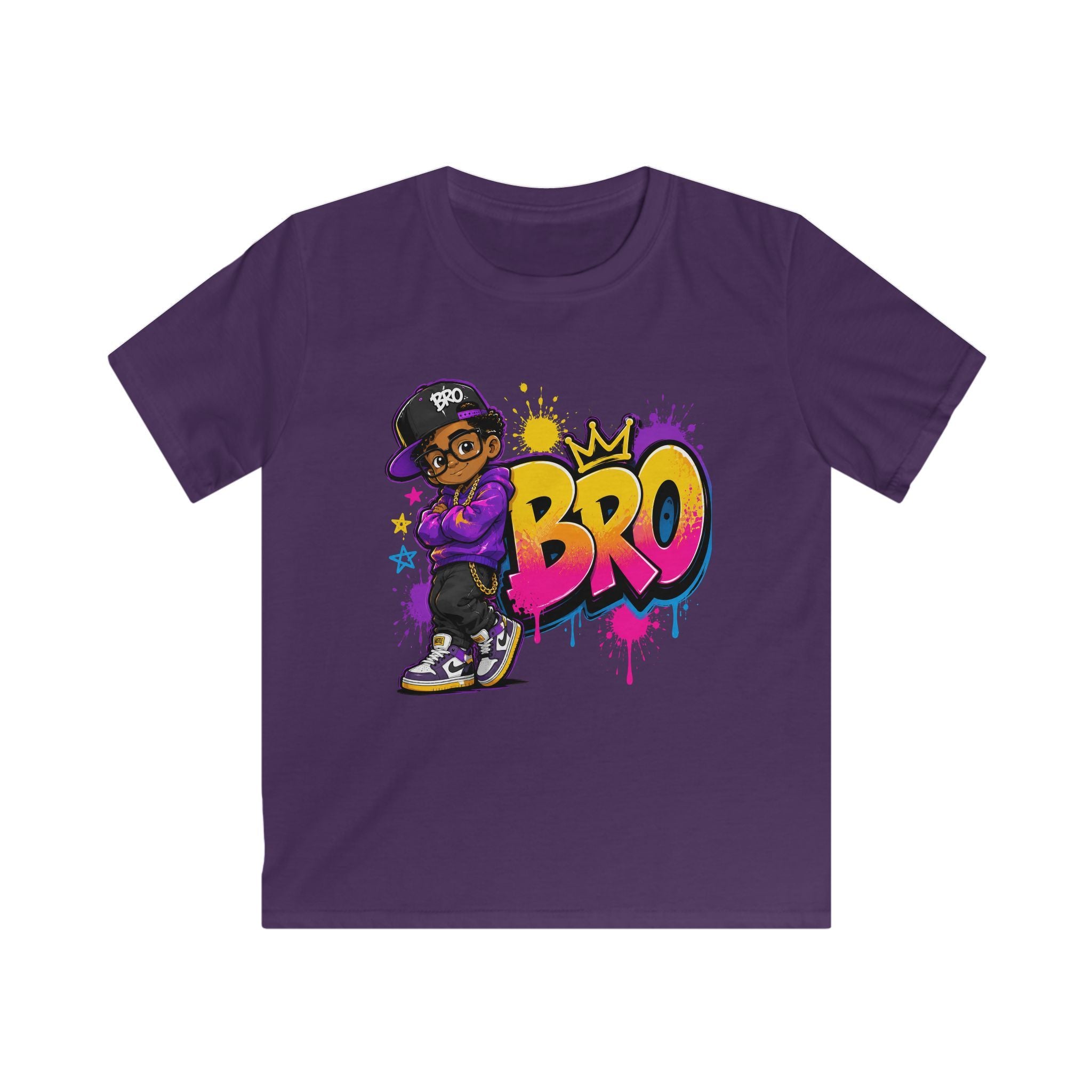 Kids 'BRO' Streetwear Tee — Cool Hip-Hop Skateboard Graphic T-Shirt for Boys
