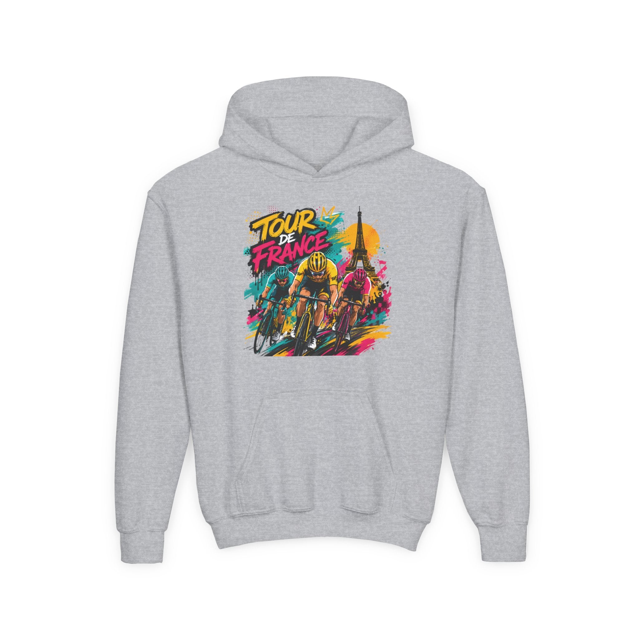 Tour de France Youth Hoodie — Colorful Cycling Graphic Sweatshirt
