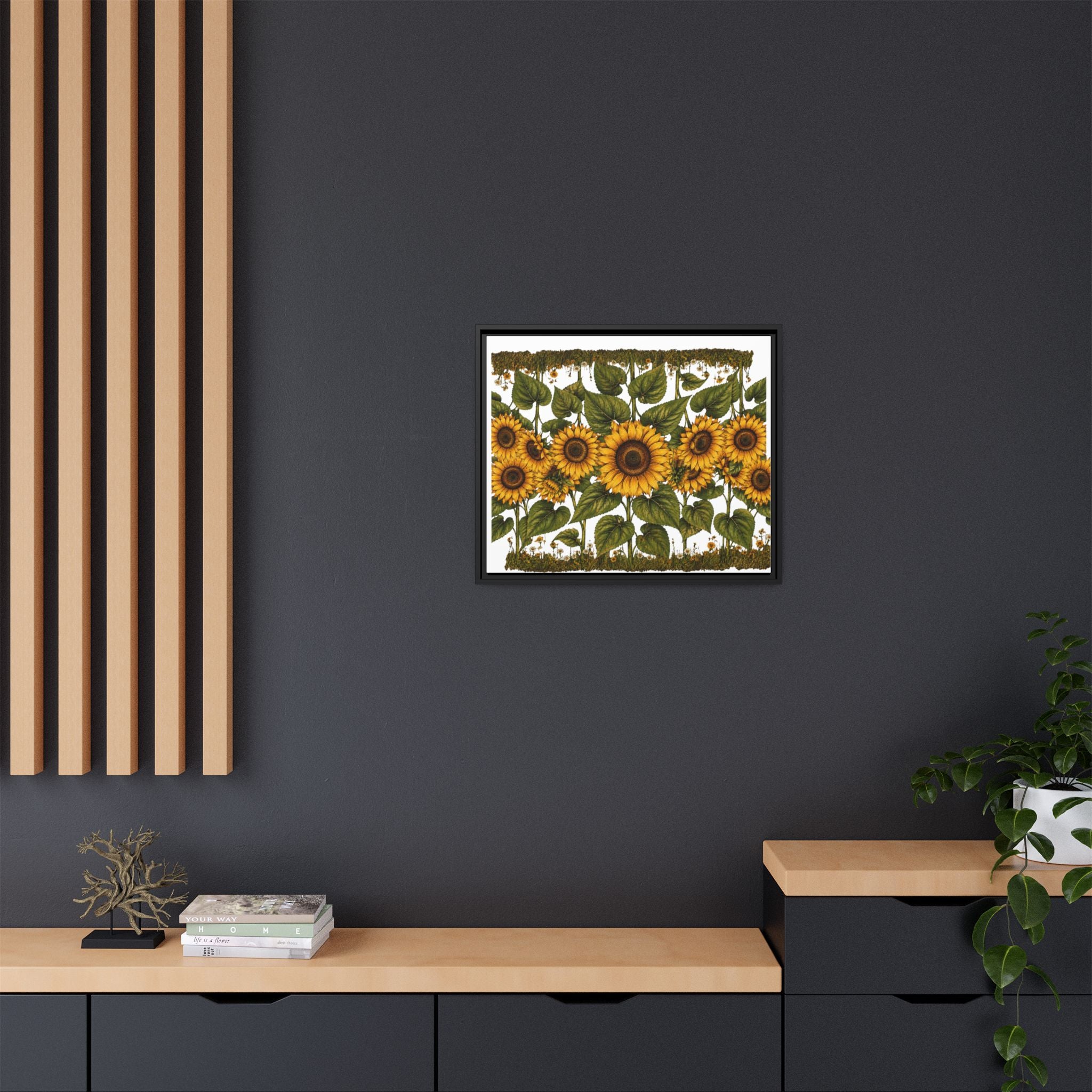 Framed Sunflower Canvas Print — Matte Floral Wall Art