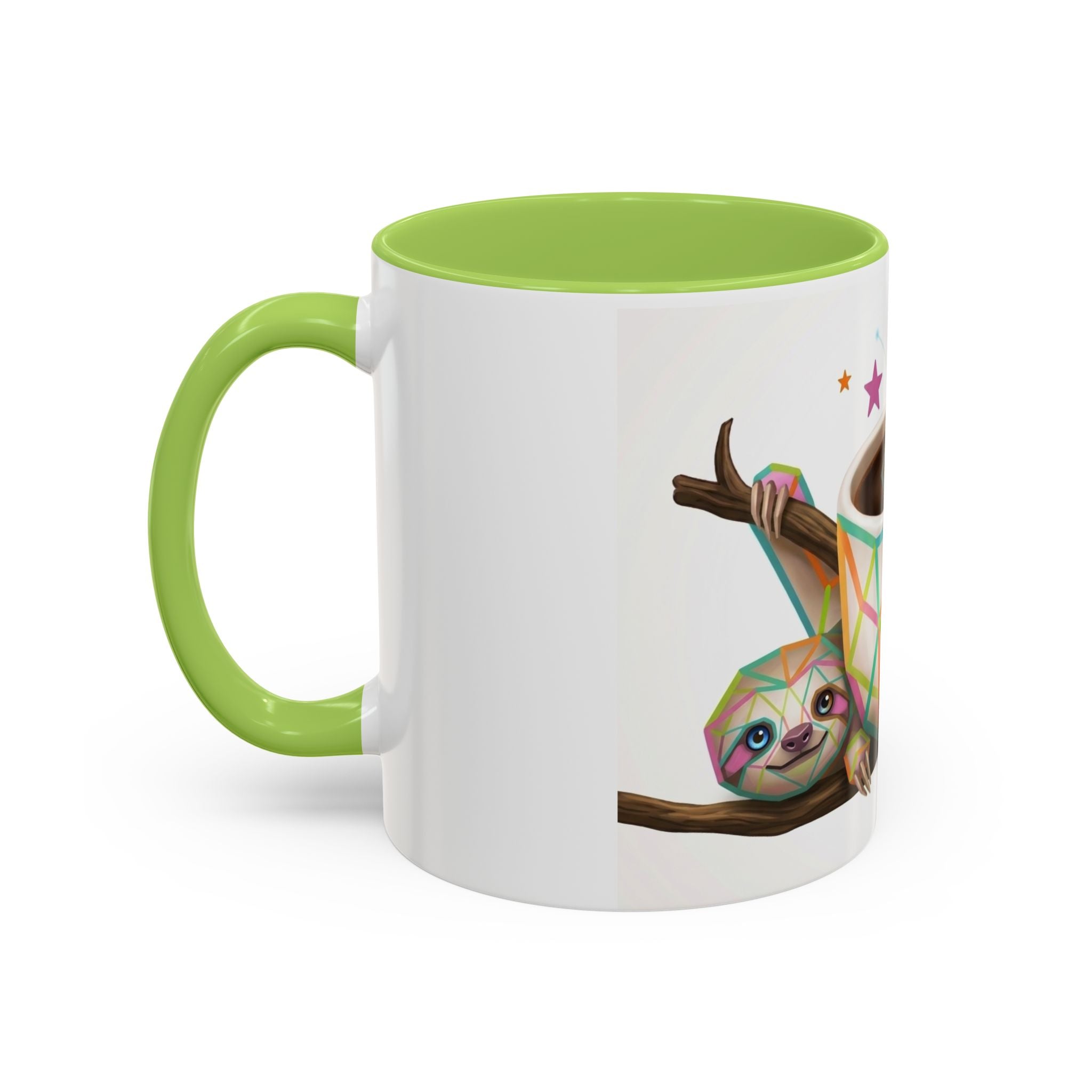 Be Kind Sloth Coffee Mug — Colorful Accent Ceramic Cup (11/15oz)