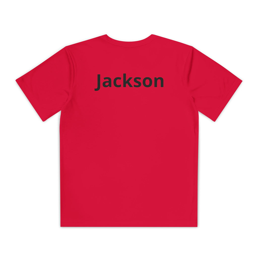 Youth Basketball Tee, Back to School — "Focus Work Win" Personalized Name Jersey