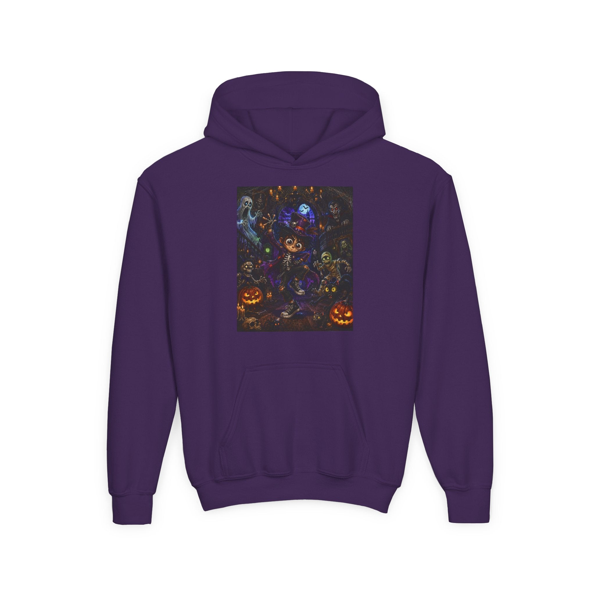 Youth Hoodie - Spooky Magician Halloween Jack-o'-Lantern Galaxy Design