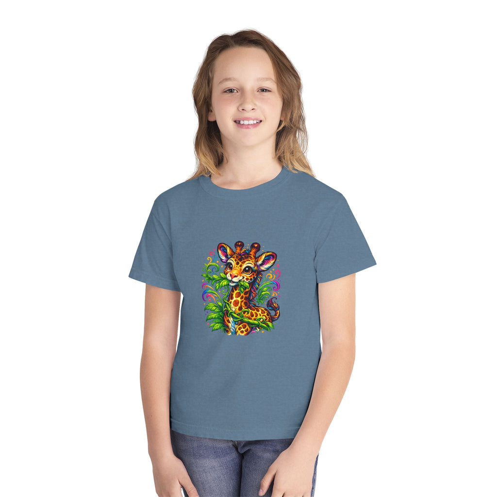 Cute Colorful Giraffe Kids T-Shirt — Playful Jungle Animal Tee for Toddlers & Children