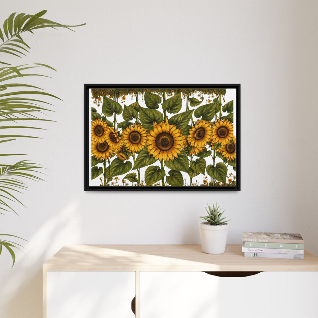 Framed Sunflower Canvas Print — Matte Floral Wall Art