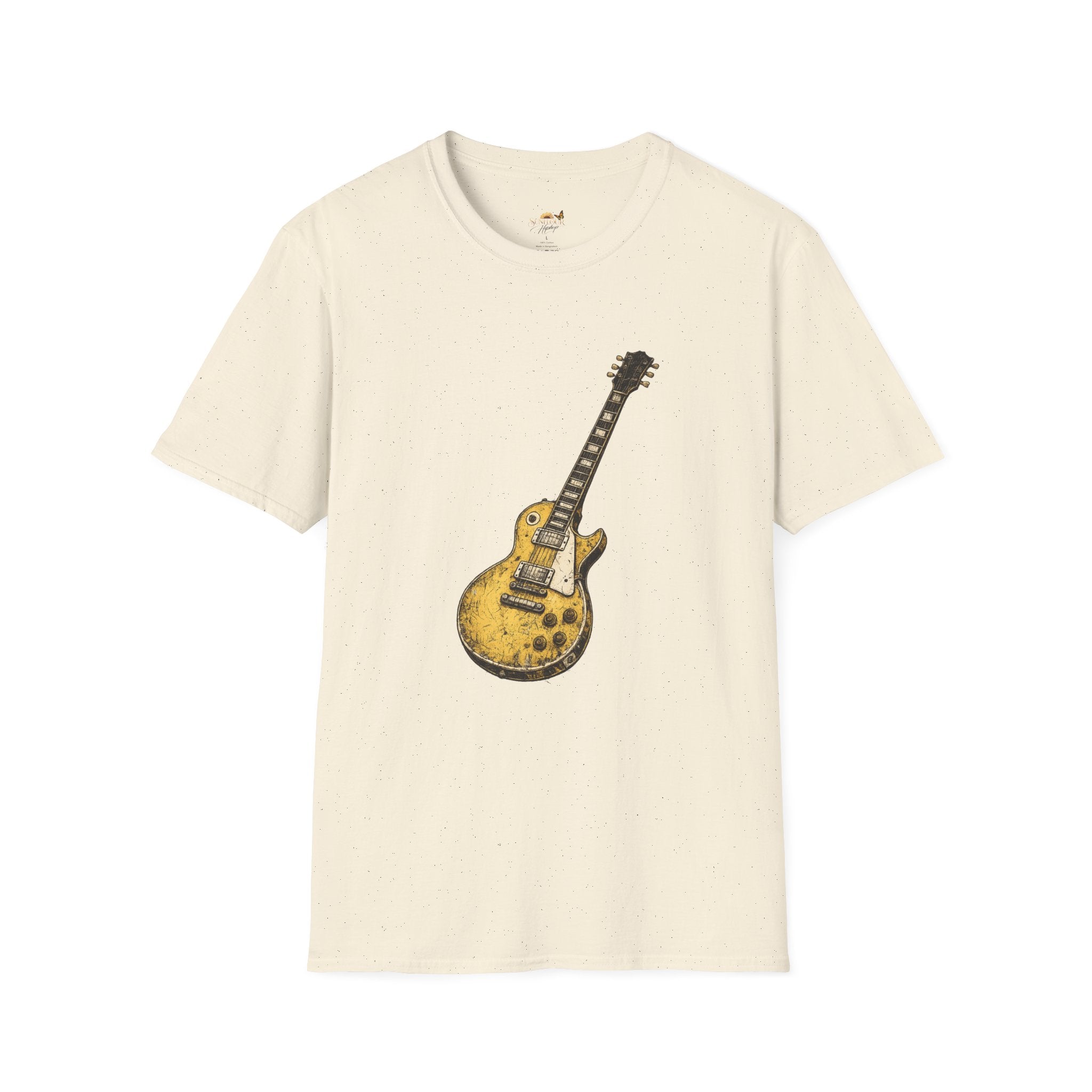 Guitar Illustration T-Shirt — Vintage Les Paul Graphic Tee for Music Lovers