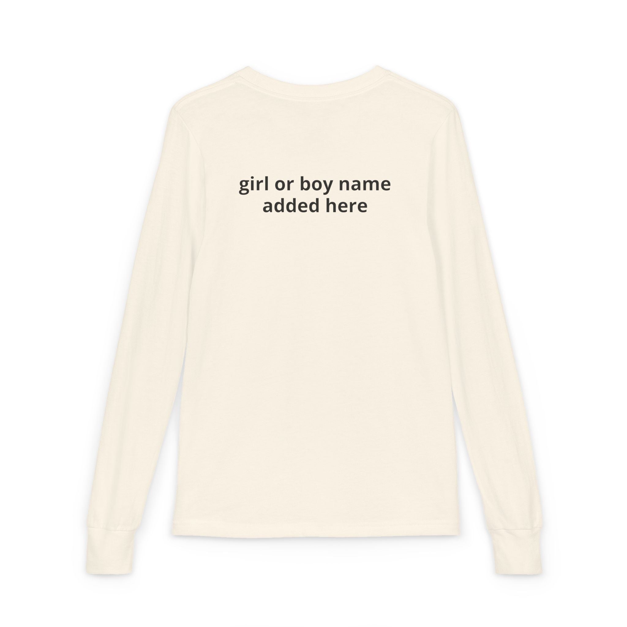 Youth Long Sleeve Tee — Spooky Dinosaur Jack-O'-Lantern Halloween Shirt (Custom Name)