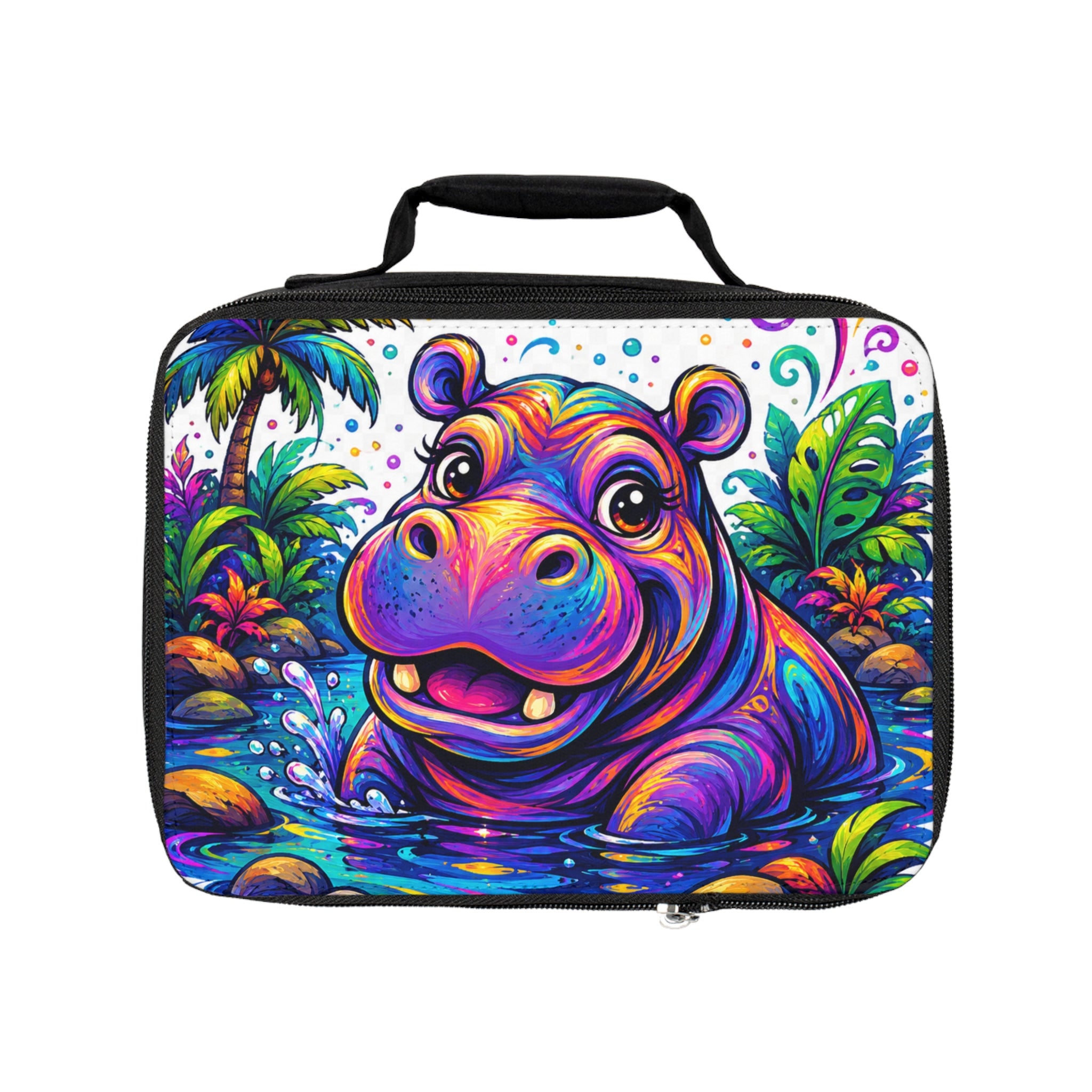 Colorful Hippo Lunch Bag — Cute Kids Insulated Lunchbox