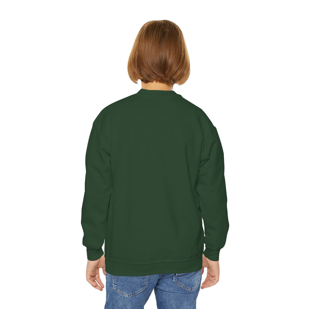 Youth Crewneck Sweatshirt — "Smart, Strong & Brave" Colorful Skateboard Graphic