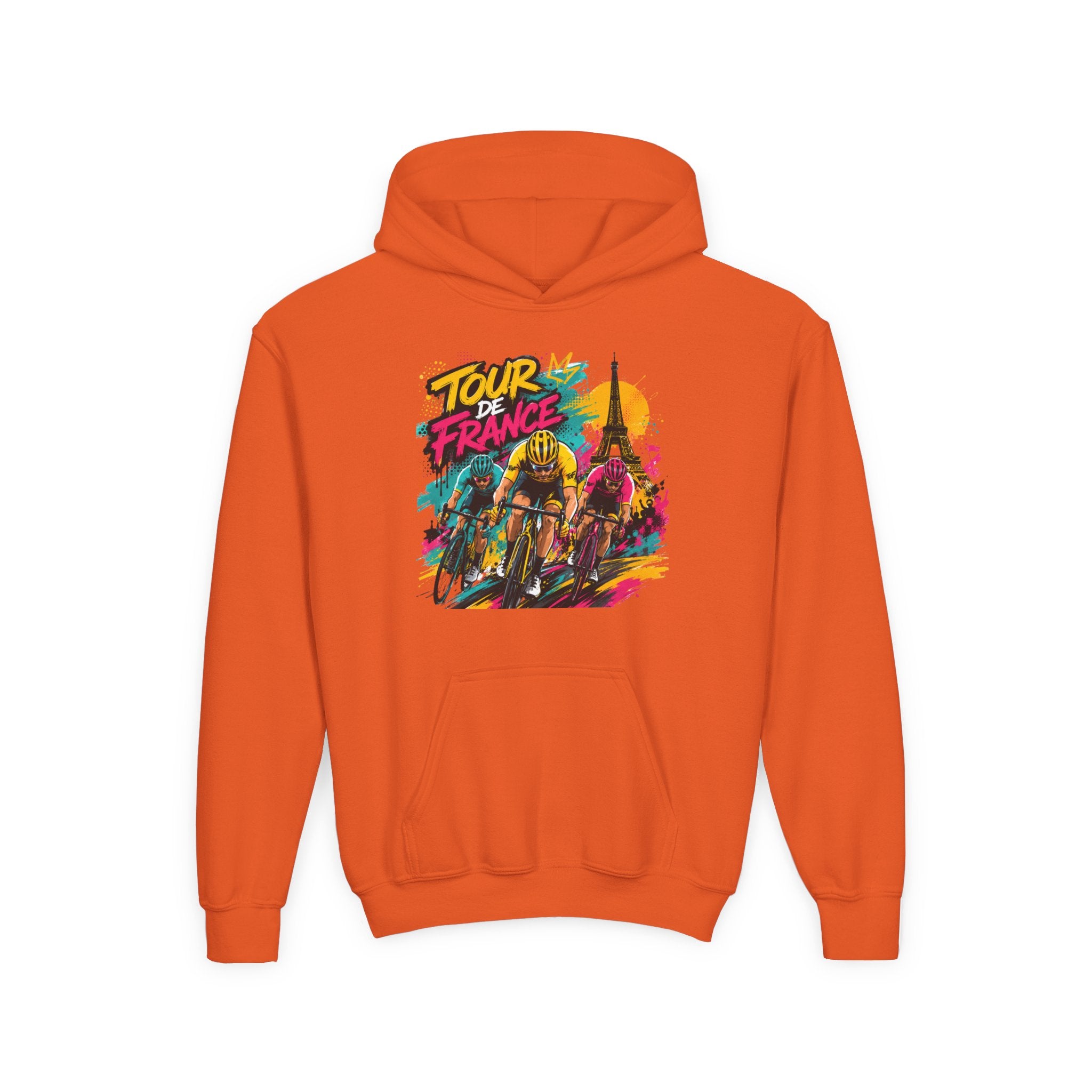 Tour de France Youth Hoodie — Colorful Cycling Graphic Sweatshirt