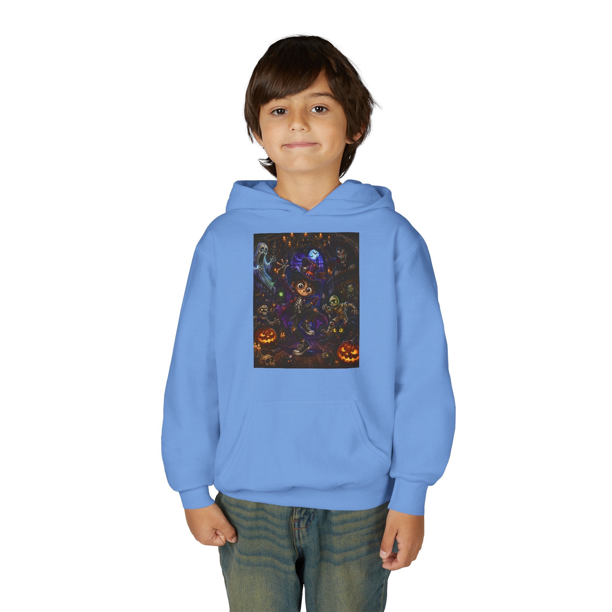 Youth Hoodie - Spooky Magician Halloween Jack-o'-Lantern Galaxy Design