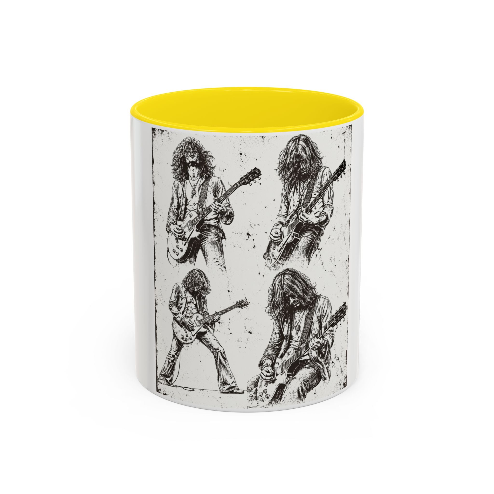Rock Guitarist Sketch Accent Coffee Mug — Vintage Band Art 11/15oz