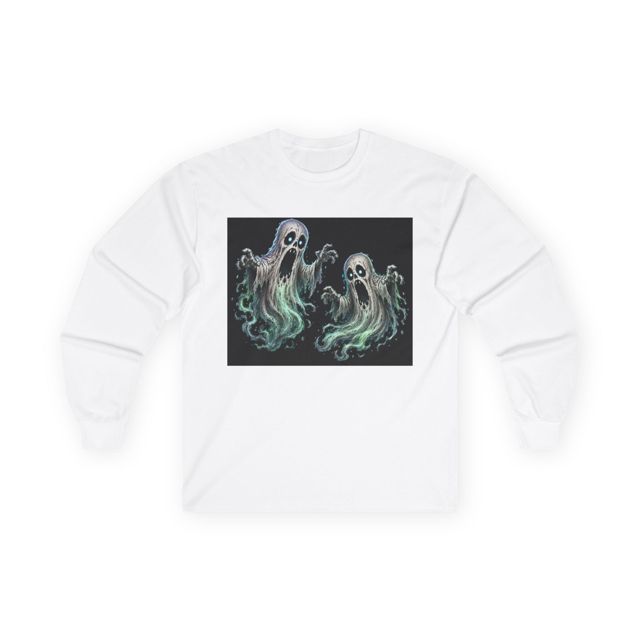 Ghost Duo Long Sleeve Tee — Haunted Spirit Graphic Shirt