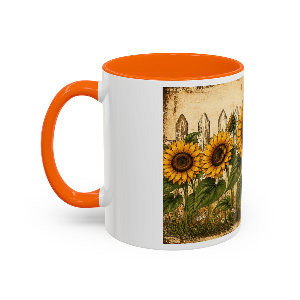 Sunflower Garden Coffee Mug — Vintage Farmhouse Floral Accent Mug