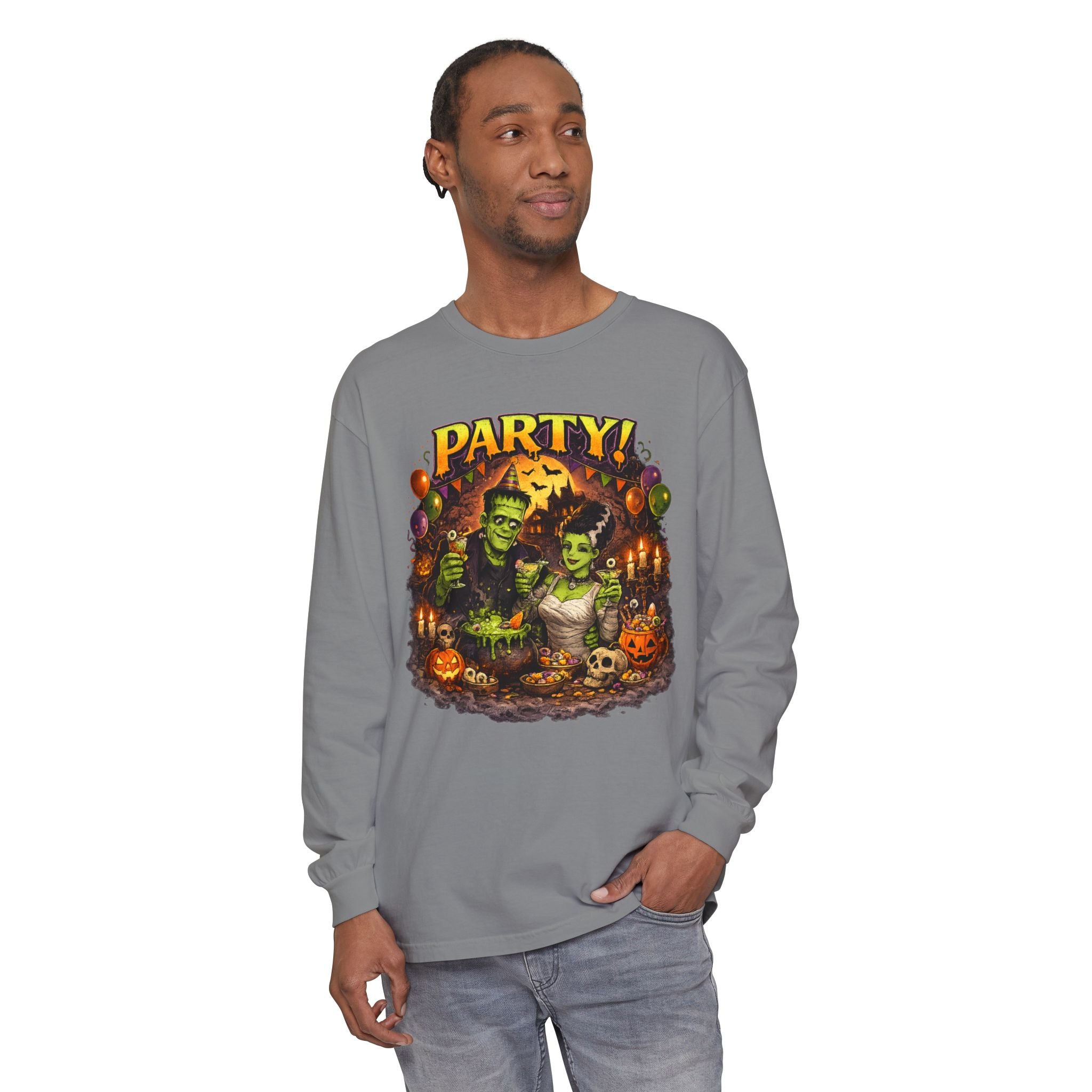 Mr. & Mrs. Frankenstein Halloween Monster Party Long Sleeve T-Shirt