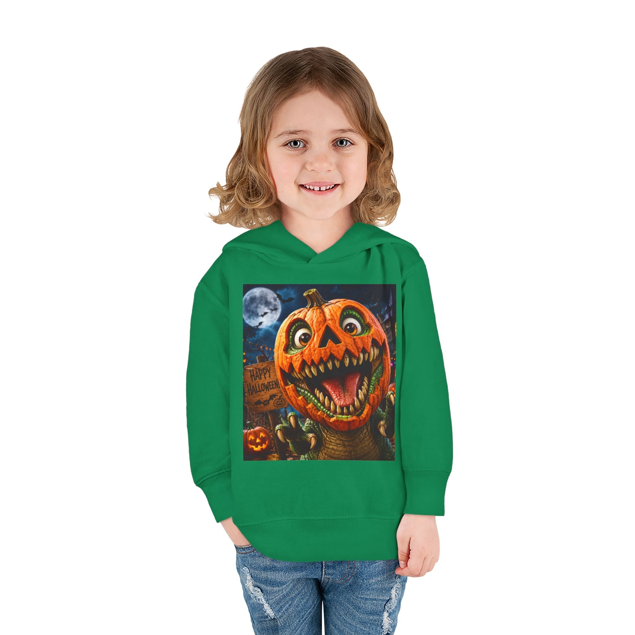 Halloween Toddler Hoodie — Dinosaur Creepy Jack-O'-Lantern Pumpkin Halloween Pullover