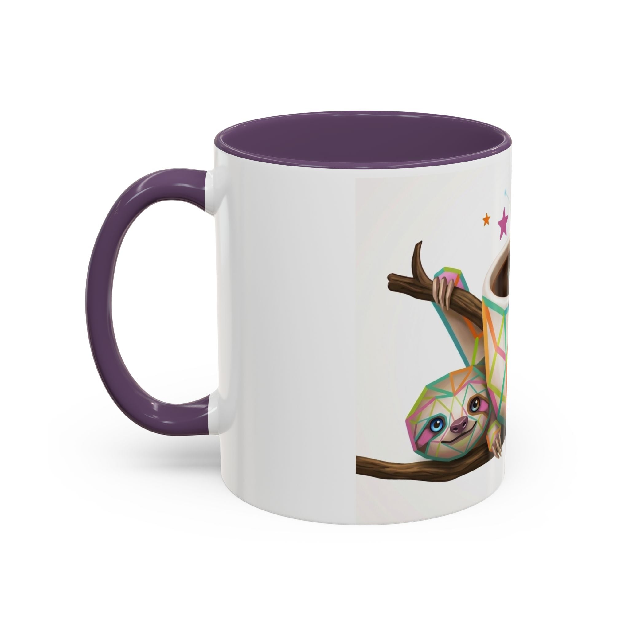 Be Kind Sloth Coffee Mug — Colorful Accent Ceramic Cup (11/15oz)
