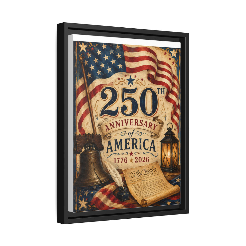 250th Anniversary of America Framed Canvas Print — Patriotic 1776–2026 Wall Art