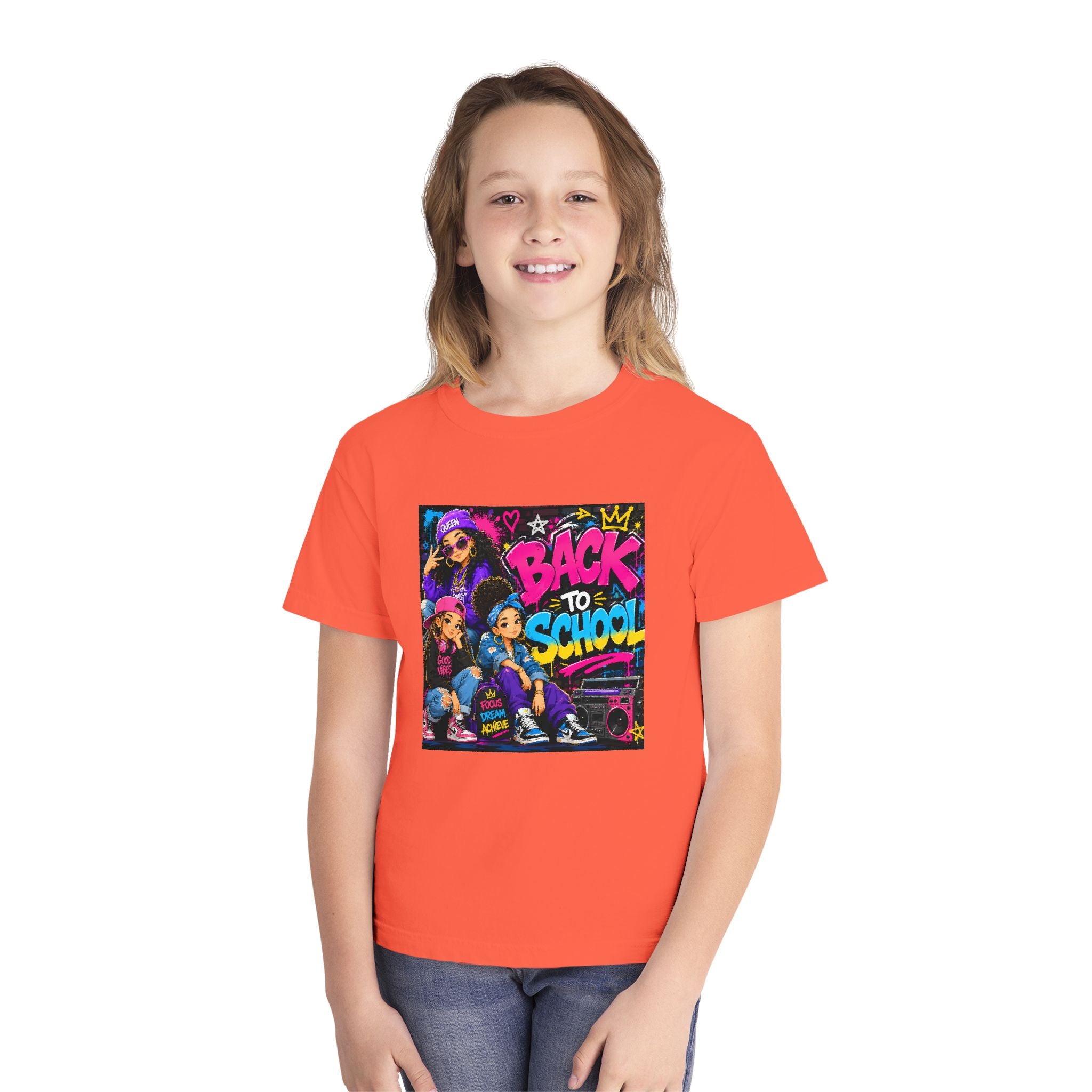 Back to School Youth Tee — Retro Hip-Hop Graphic with Custom Name