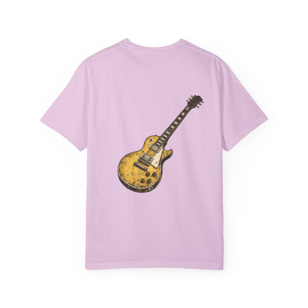 Vintage Rock Guitar T-Shirt — Grunge Band Photo & Les Paul Back Print