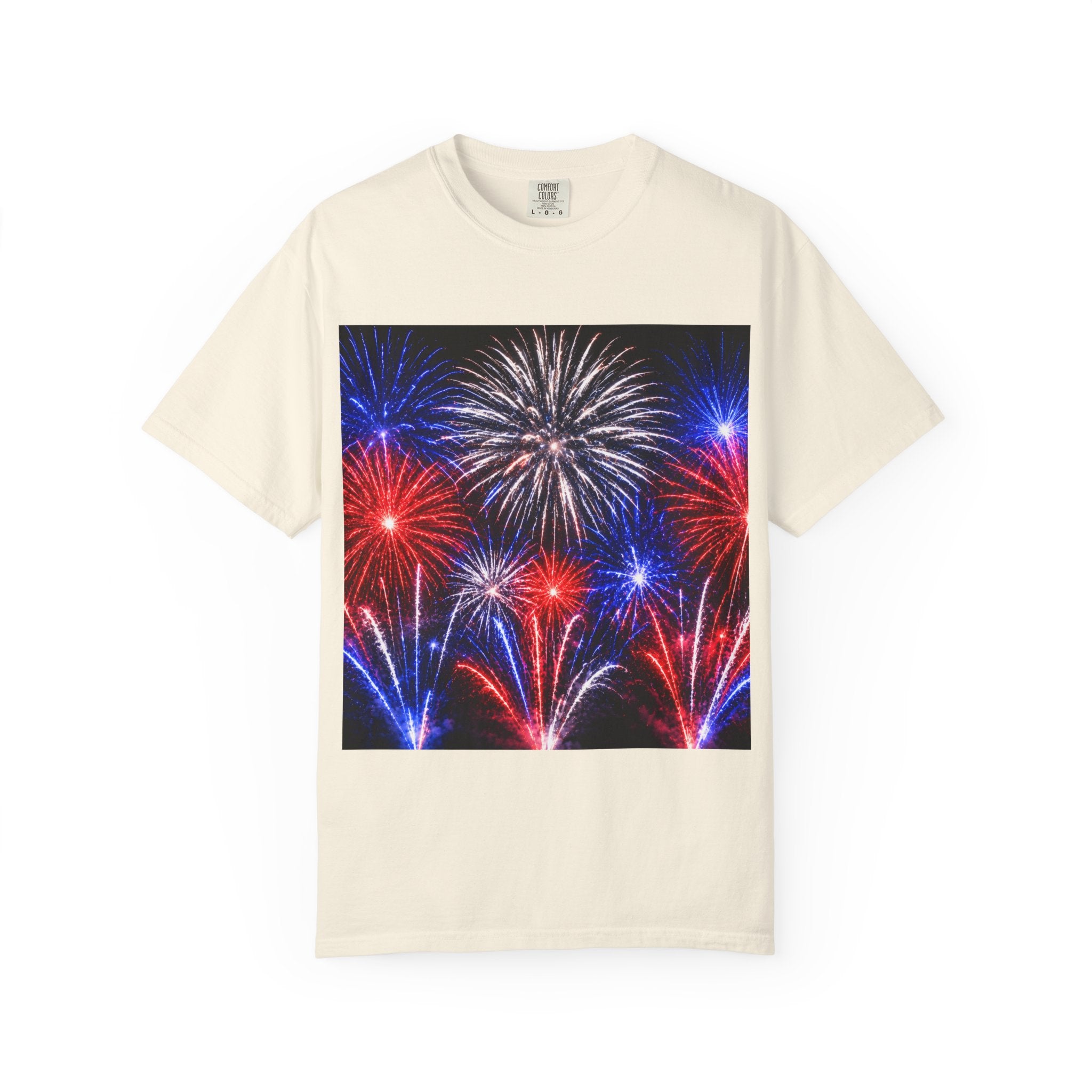 Fireworks Celebration T-Shirt — Red, White & Blue Festival Graphic