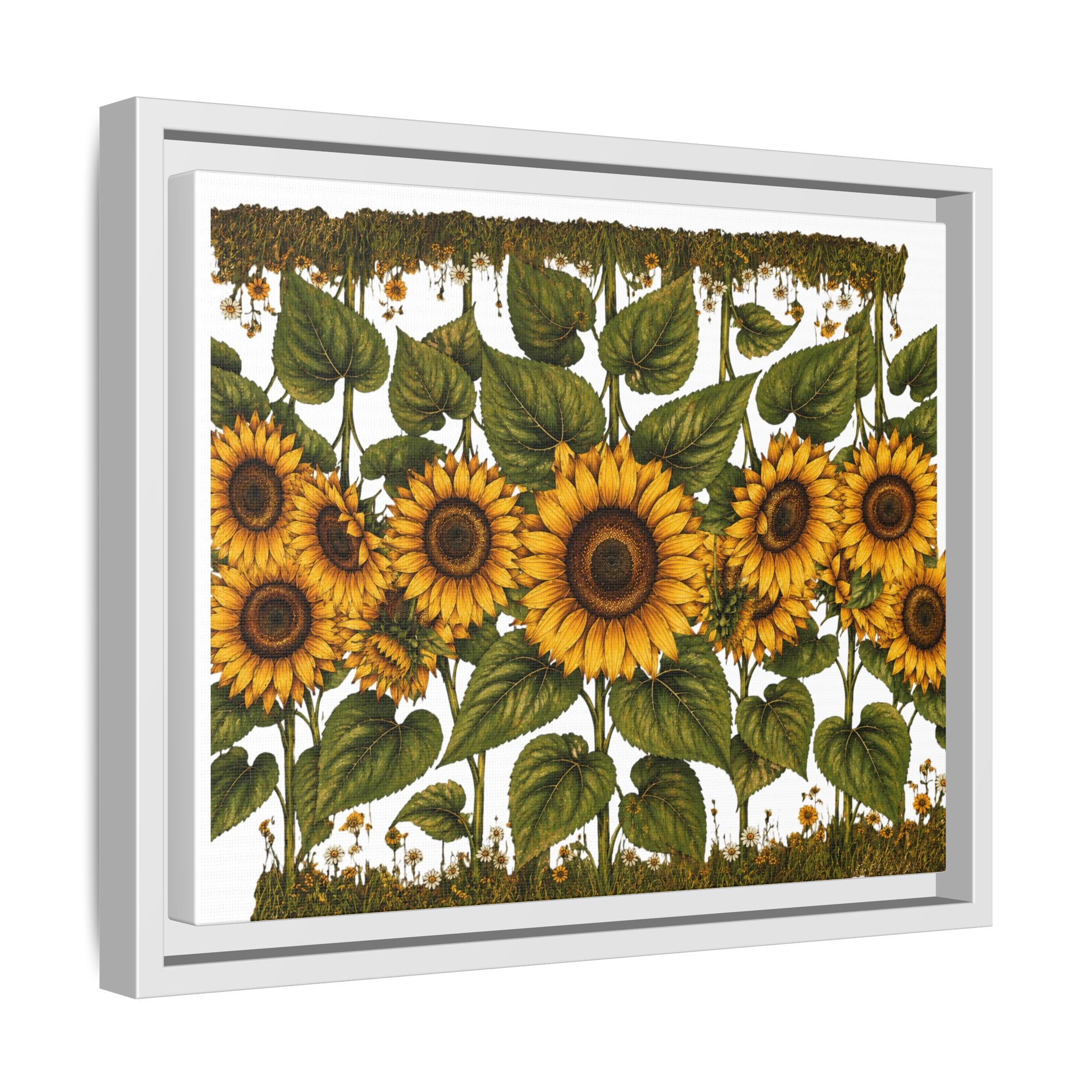 Framed Sunflower Canvas Print — Matte Floral Wall Art