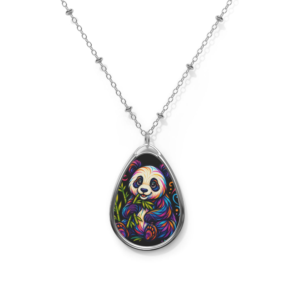 Colorful Sloth Oval Necklace — Cute Rainbow Sloth Teardrop Pendant